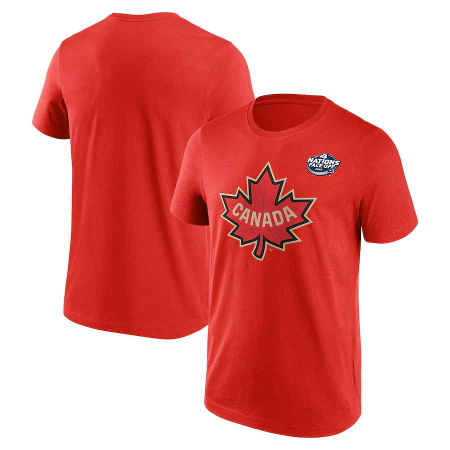 T-shirt authentique rouge de marque Canada NHL 4 Nations Face-Off pour homme