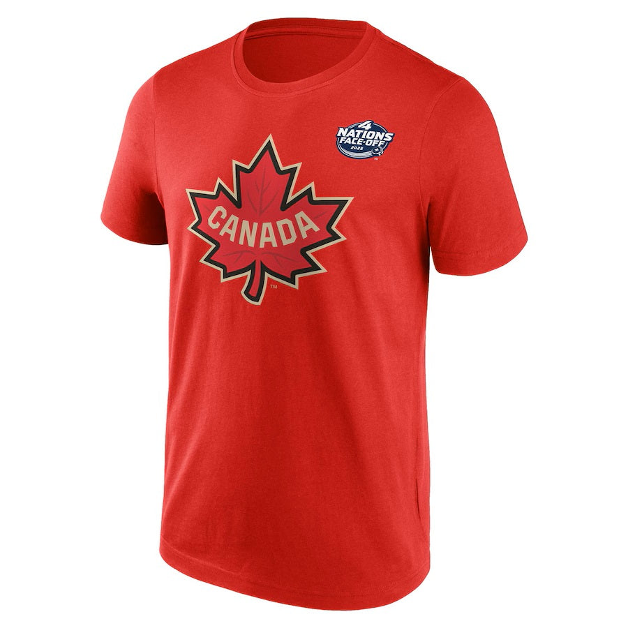 T-shirt authentique rouge de marque Canada NHL 4 Nations Face-Off pour homme