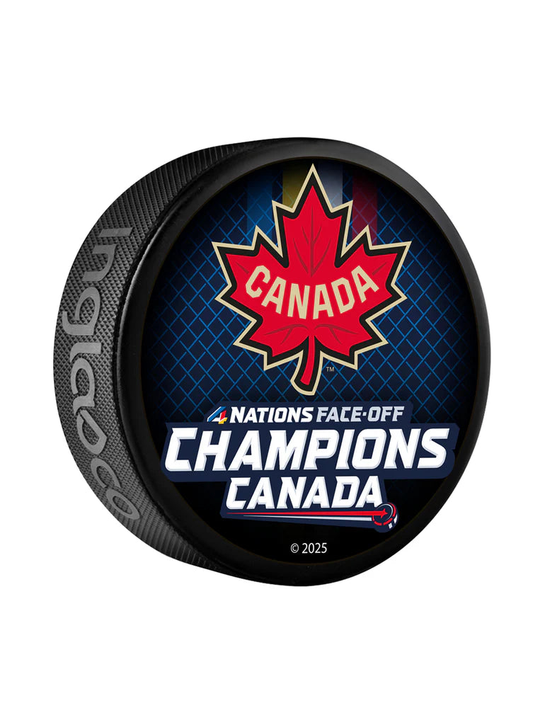 Canada NHL Inglasco 4 Nations Face-Off Champions Roster Hockey Puck