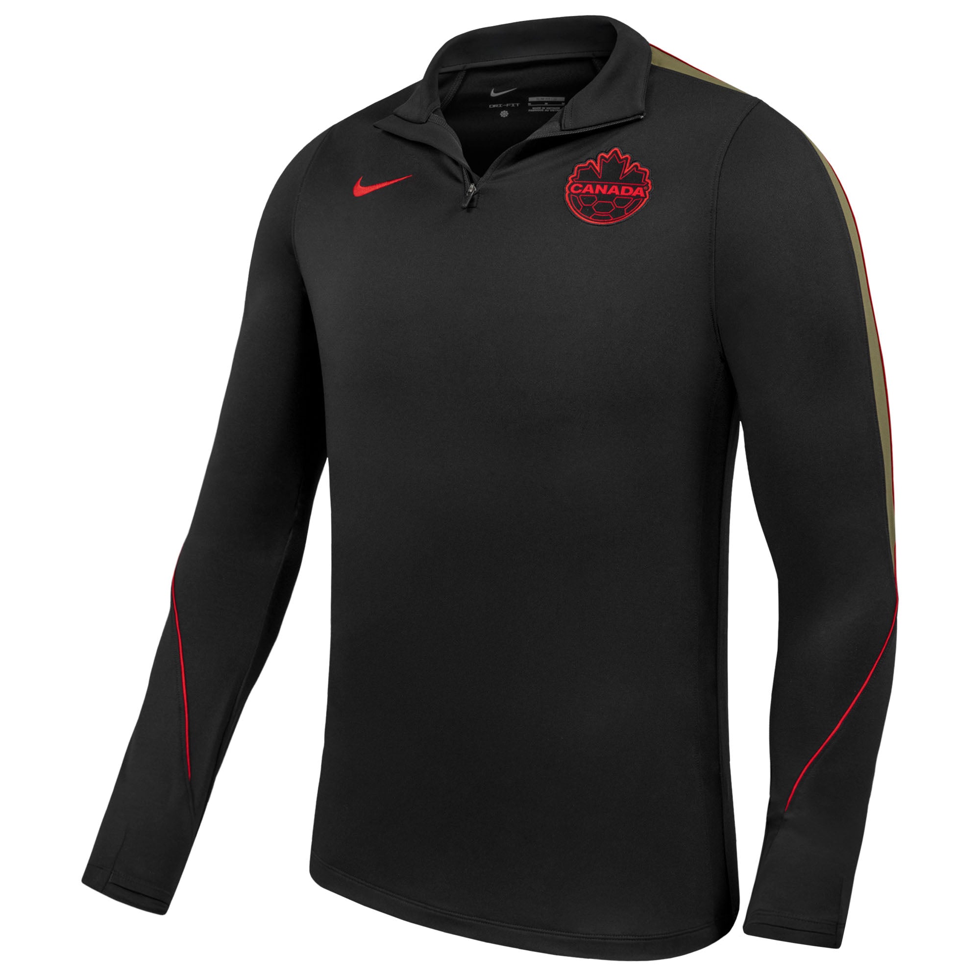 Canada Soccer FIFA Nike Men's Black 1/4 Zip Strike Drill Long-sleeve Shirt