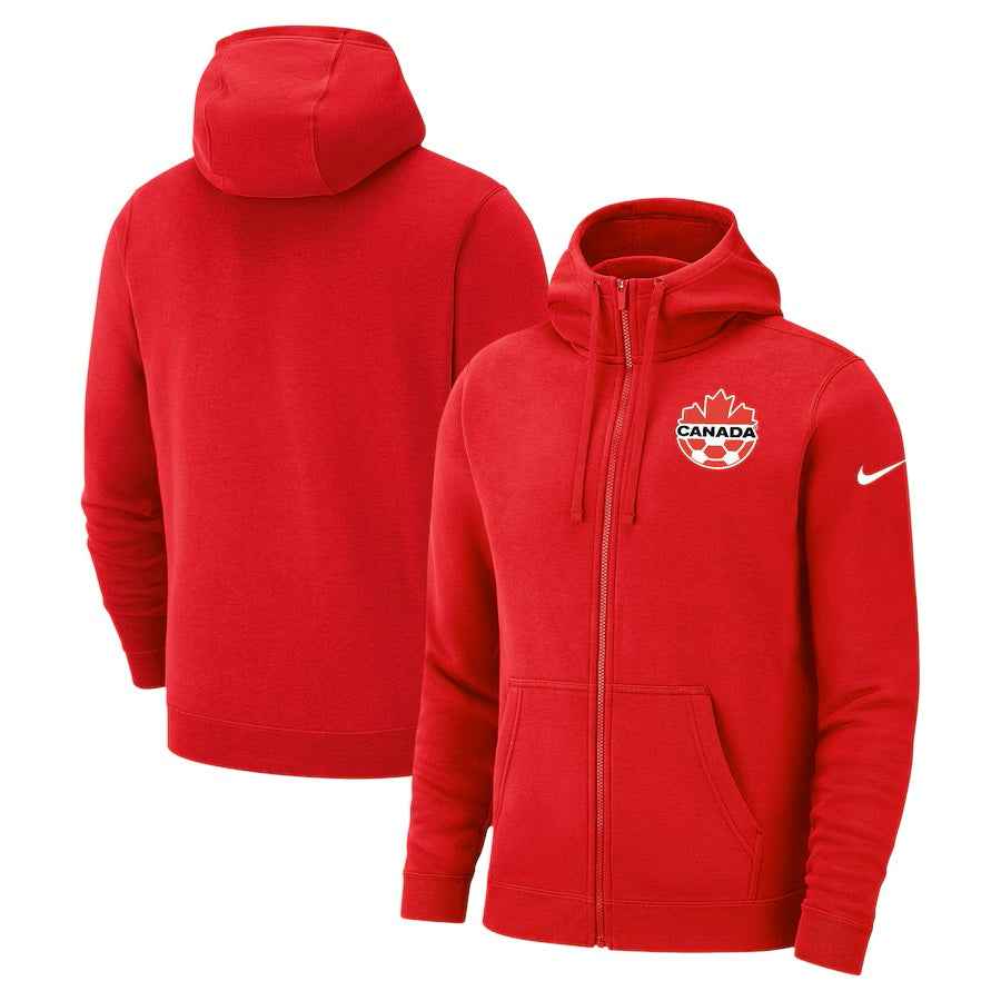 Sweat à capuche entièrement zippé Nike rouge pour homme de la FIFA Canada Soccer