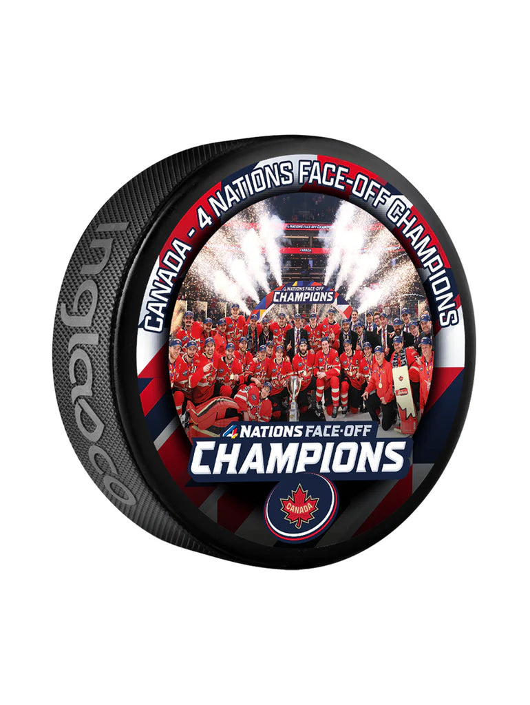 Canada NHL Inglasco 4 Nations Face-Off Champions Team Celebration Hockey Puck