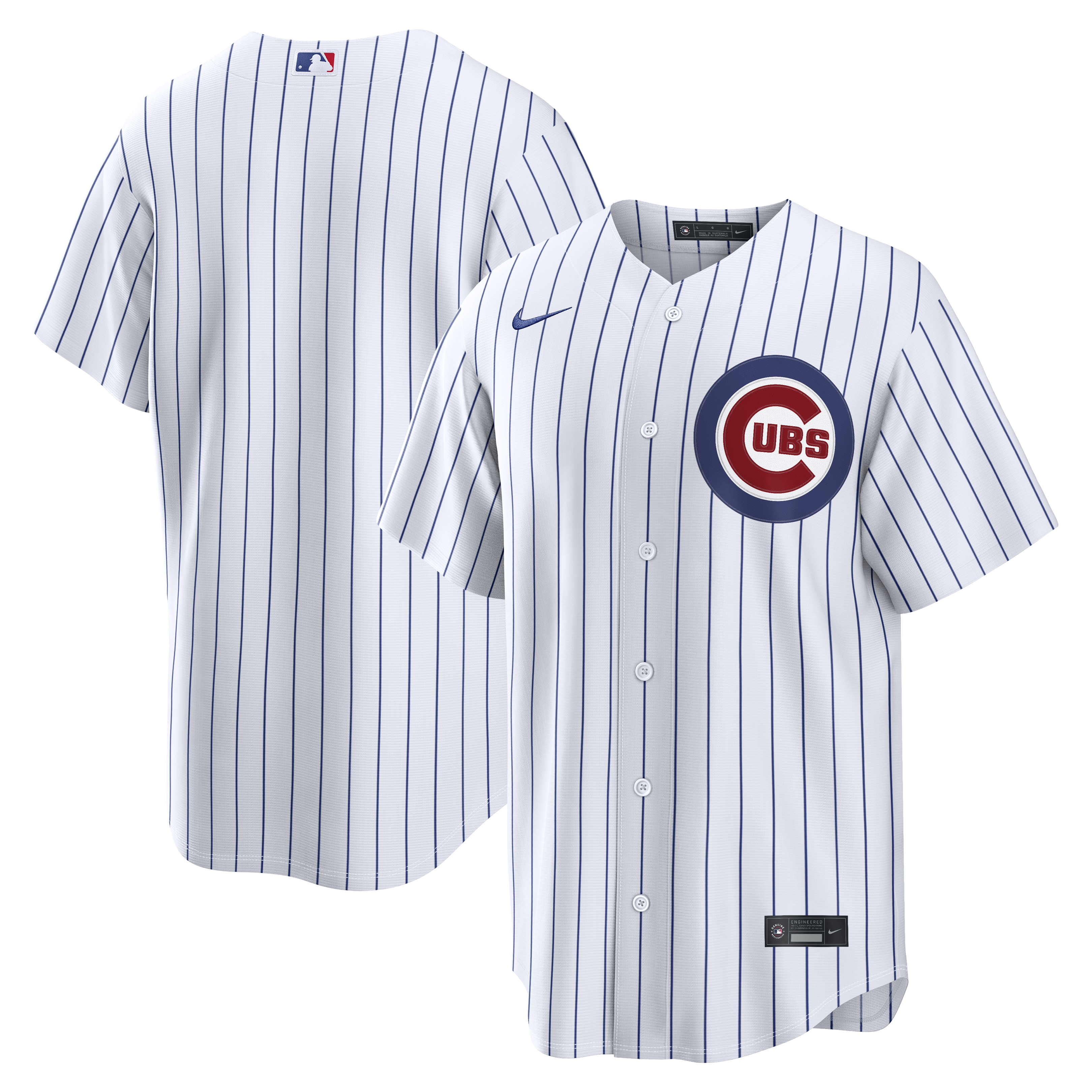 Maillot Replica Domicile à Rayures Blanches pour Homme Nike MLB des Chicago Cubs