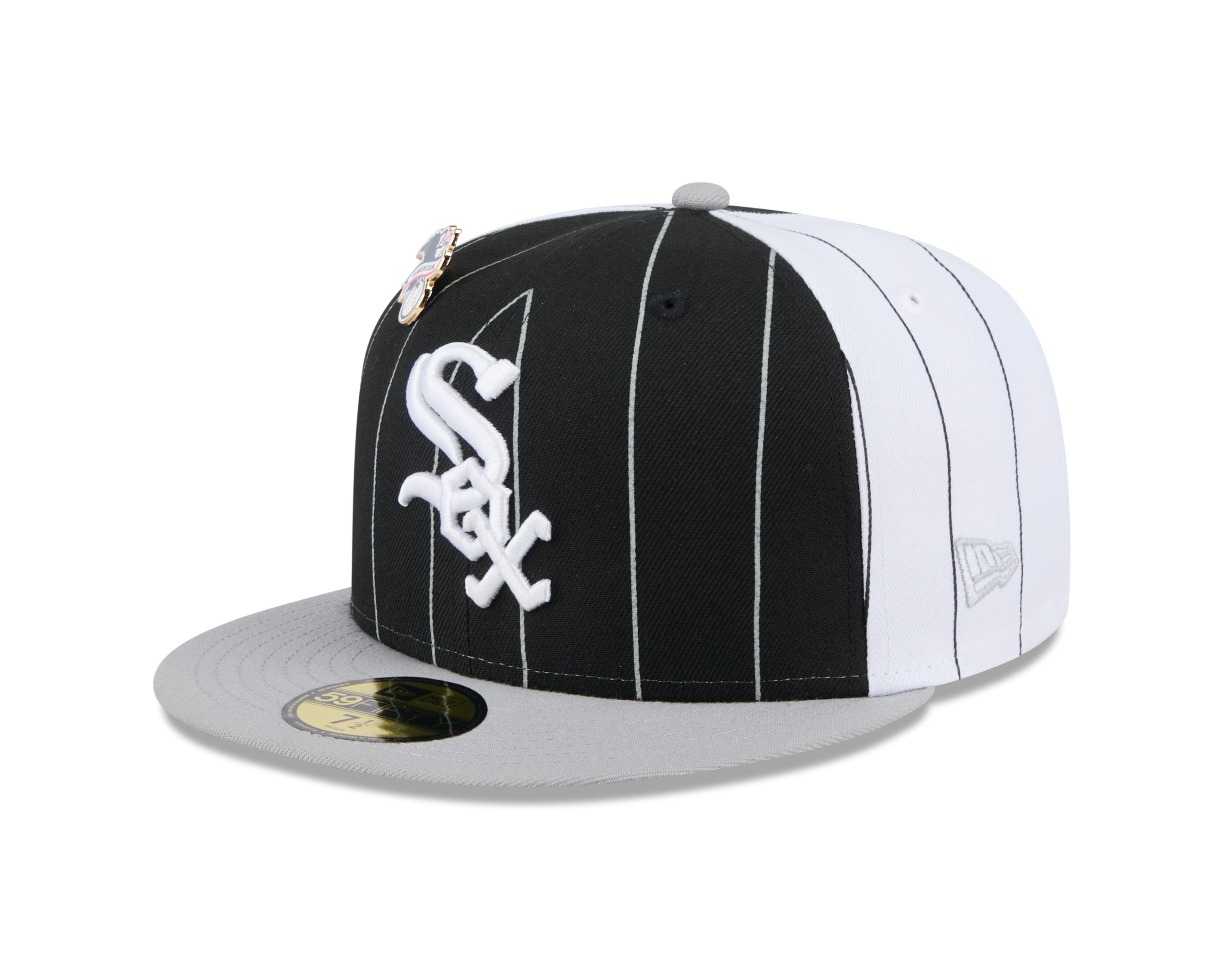Casquette ajustée à rayures bicolores noire 59Fifty pour homme des Chicago White Sox MLB New Era