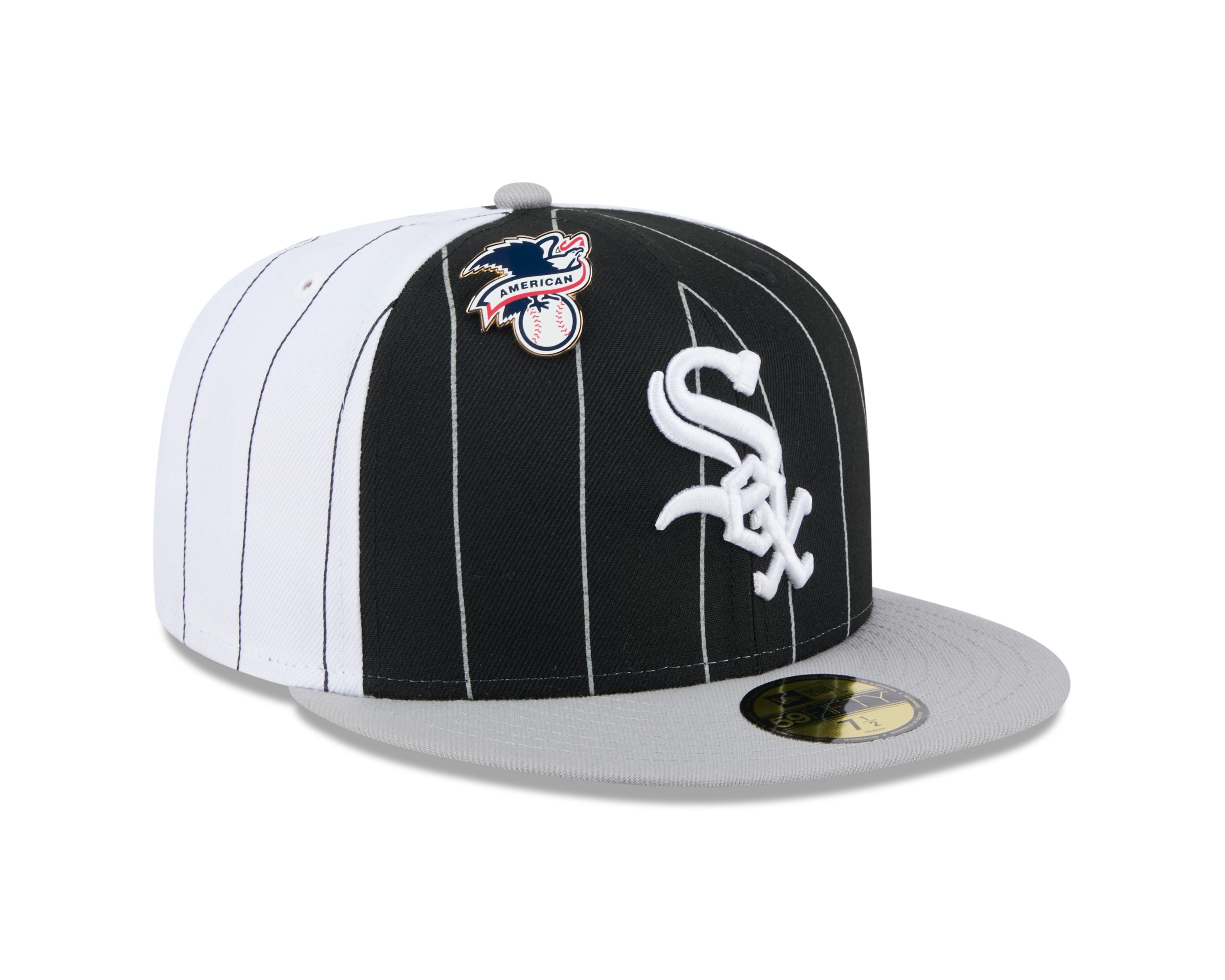 Casquette ajustée à rayures bicolores noire 59Fifty pour homme des Chicago White Sox MLB New Era