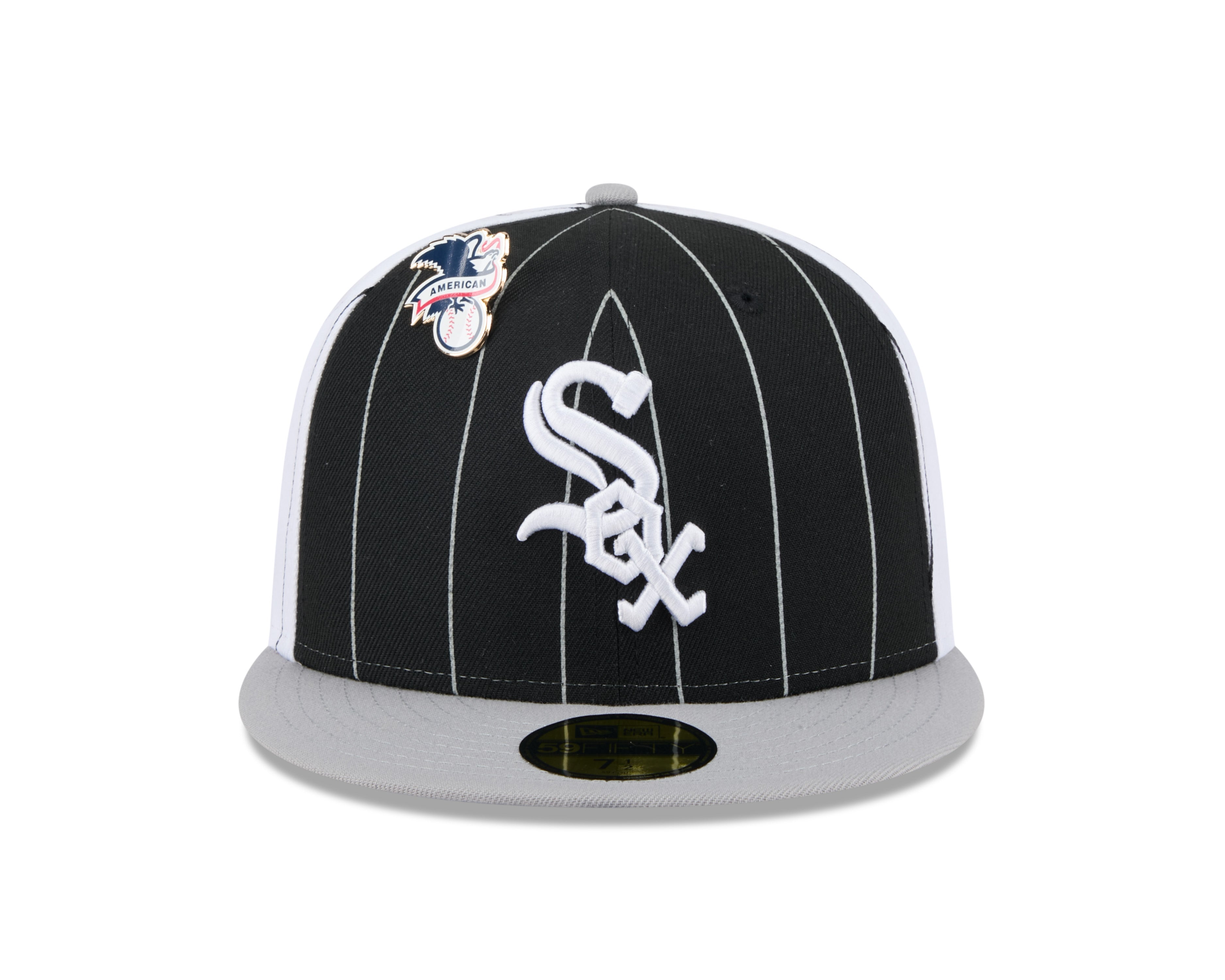 Casquette ajustée à rayures bicolores noire 59Fifty pour homme des Chicago White Sox MLB New Era