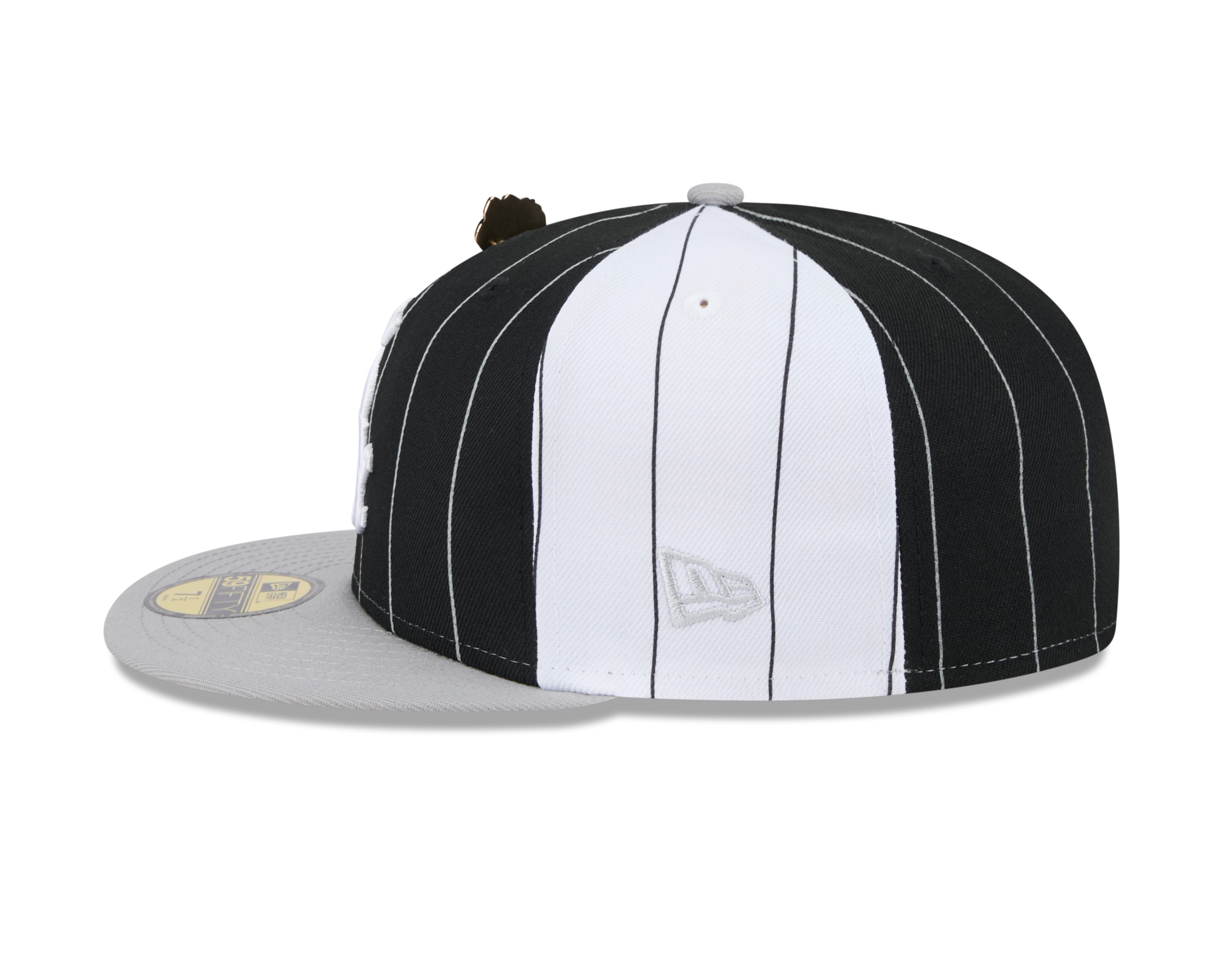 Casquette ajustée à rayures bicolores noire 59Fifty pour homme des Chicago White Sox MLB New Era