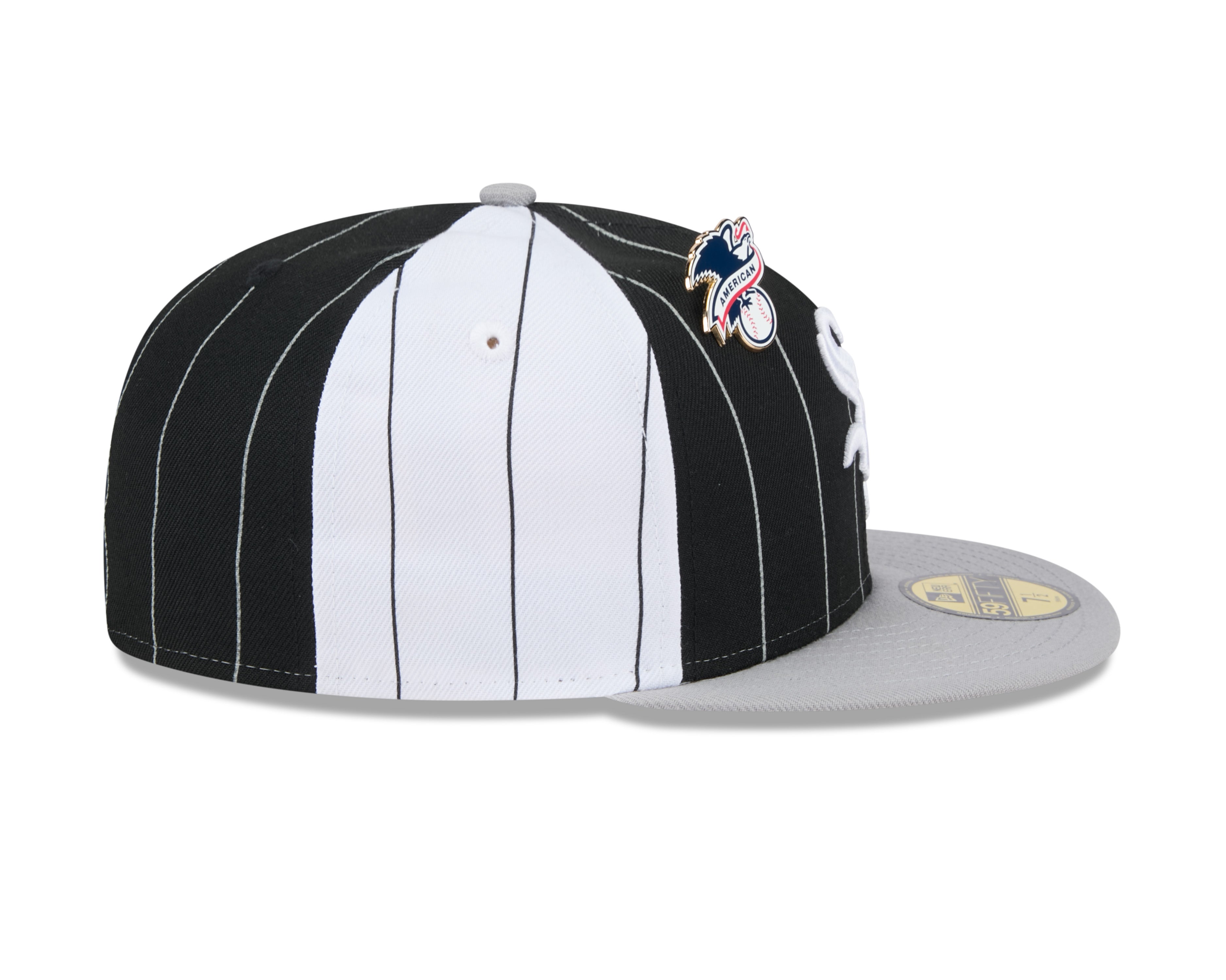 Casquette ajustée à rayures bicolores noire 59Fifty pour homme des Chicago White Sox MLB New Era