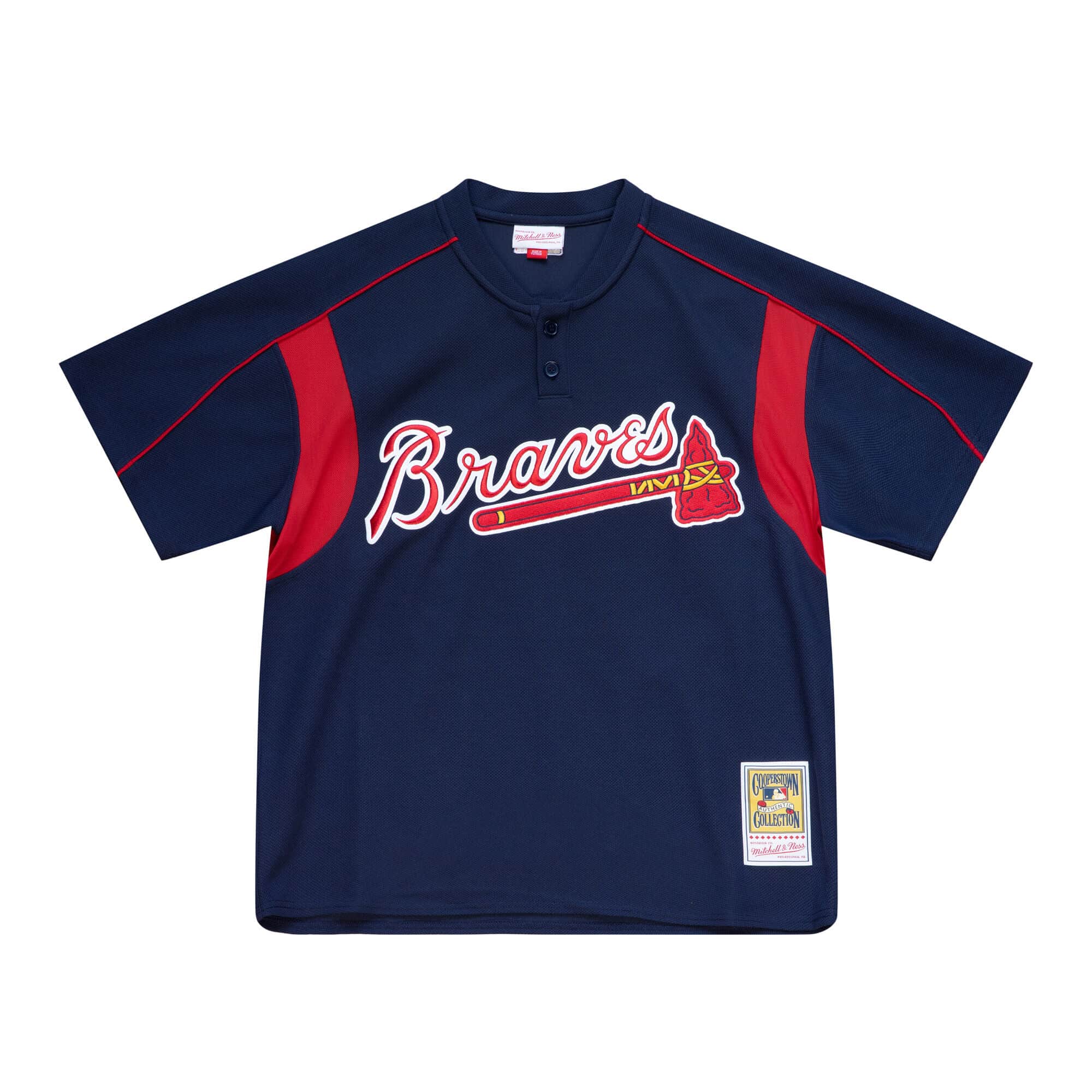 Chipper Jones Atlanta Braves MLB Mitchell & Ness Men's Navy 2003 Authentic BP Jersey