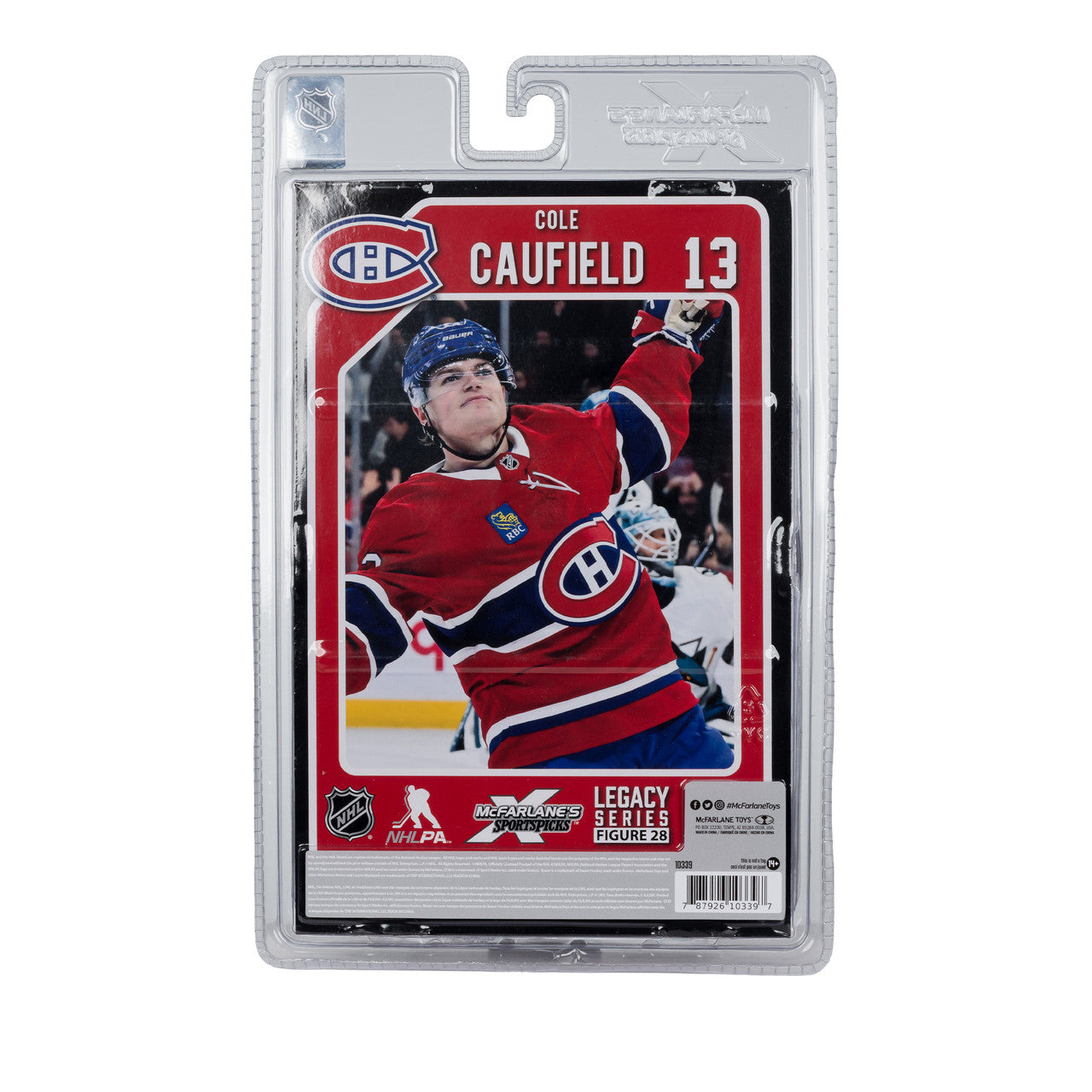 Figurine articulée Cole Caufield, Canadiens de Montréal, LNH, McFarlane Toys, uniforme domicile, série Legacy, 18 cm (7 pouces)