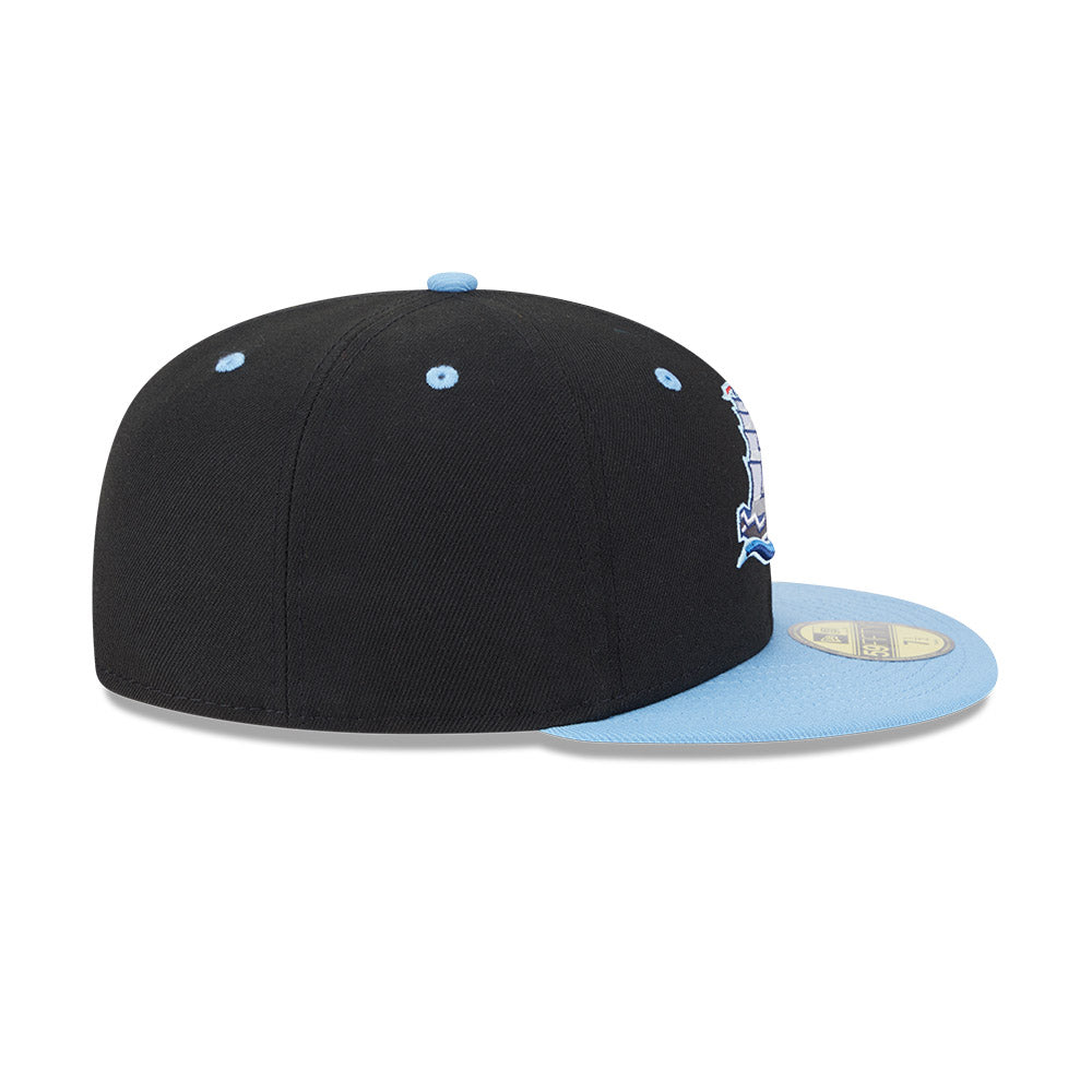 Casquette ajustée New Era 59Fifty Alternate Authentic Collection pour homme, coloris noir/bleu clair, des Columbus Clippers MiLB