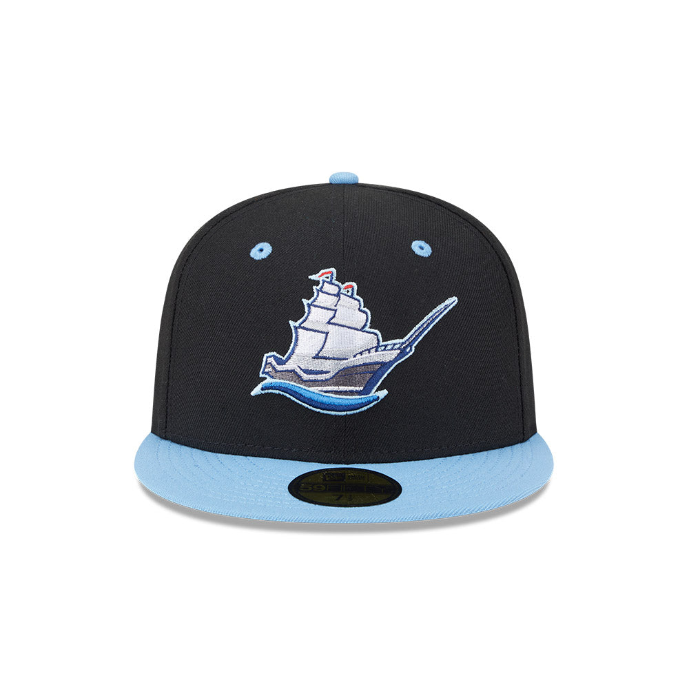 Casquette ajustée New Era 59Fifty Alternate Authentic Collection pour homme, coloris noir/bleu clair, des Columbus Clippers MiLB