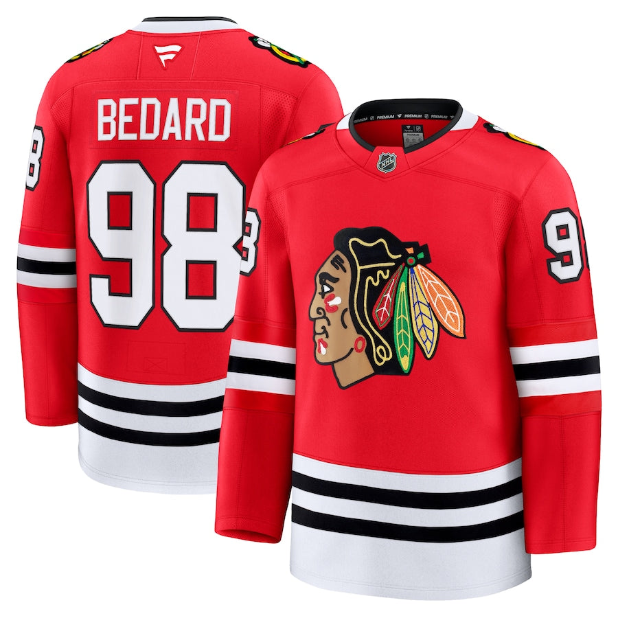 Connor Bedard Chicago Blackhawks NHL Fanatics Branded Men's Red Premium Jersey