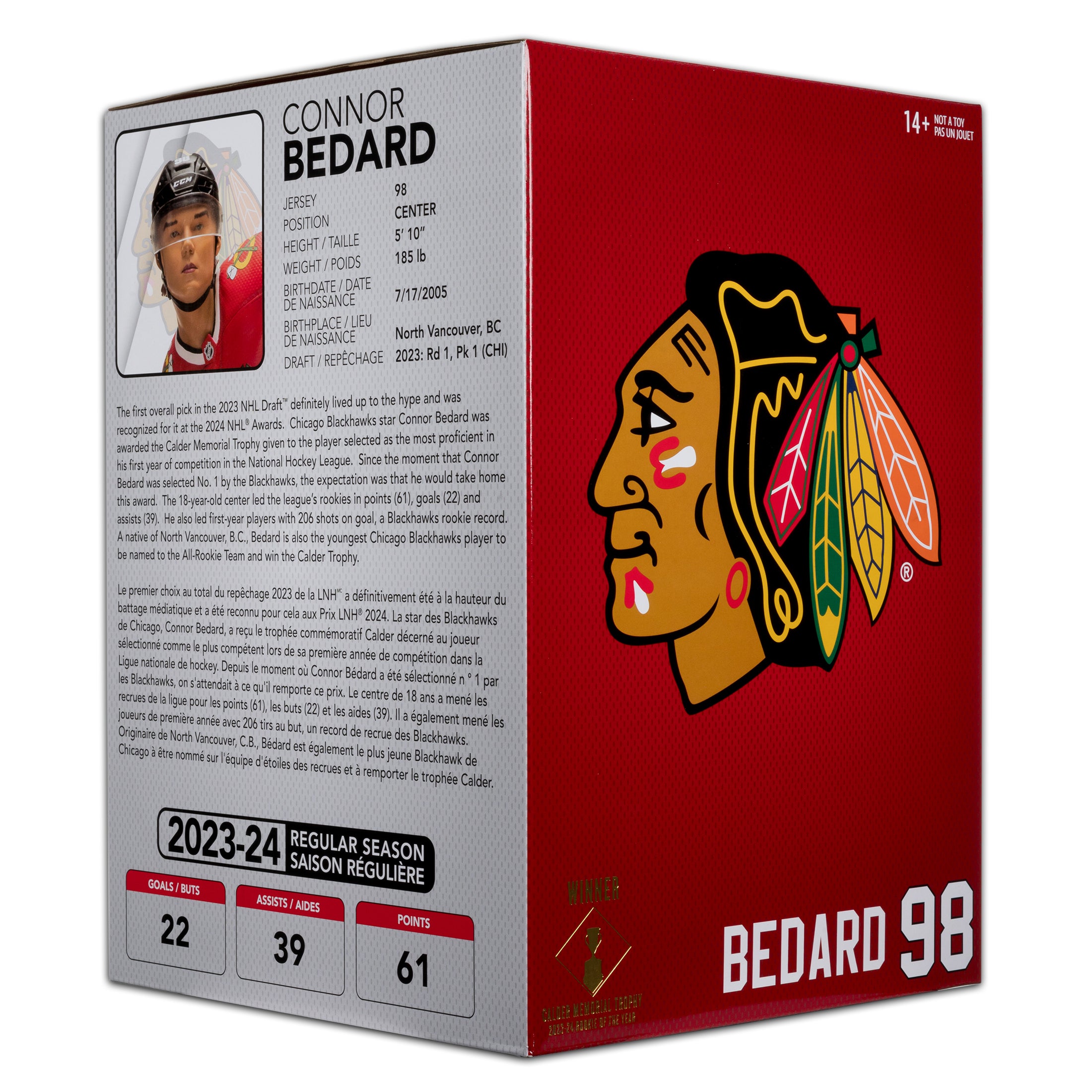 Statue en résine à l'échelle 1:6 de Connor Bedard des Blackhawks de Chicago de la LNH McFarlane Toys