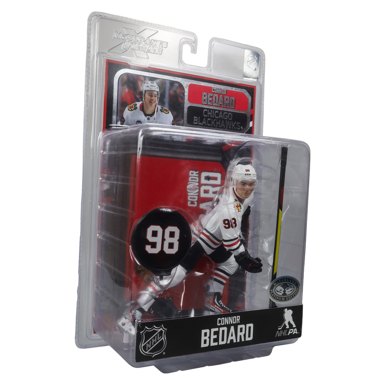 Figurine articulée 7" de la série Legacy de Connor Bedard des Blackhawks de Chicago de la LNH McFarlane Toys, uniforme extérieur