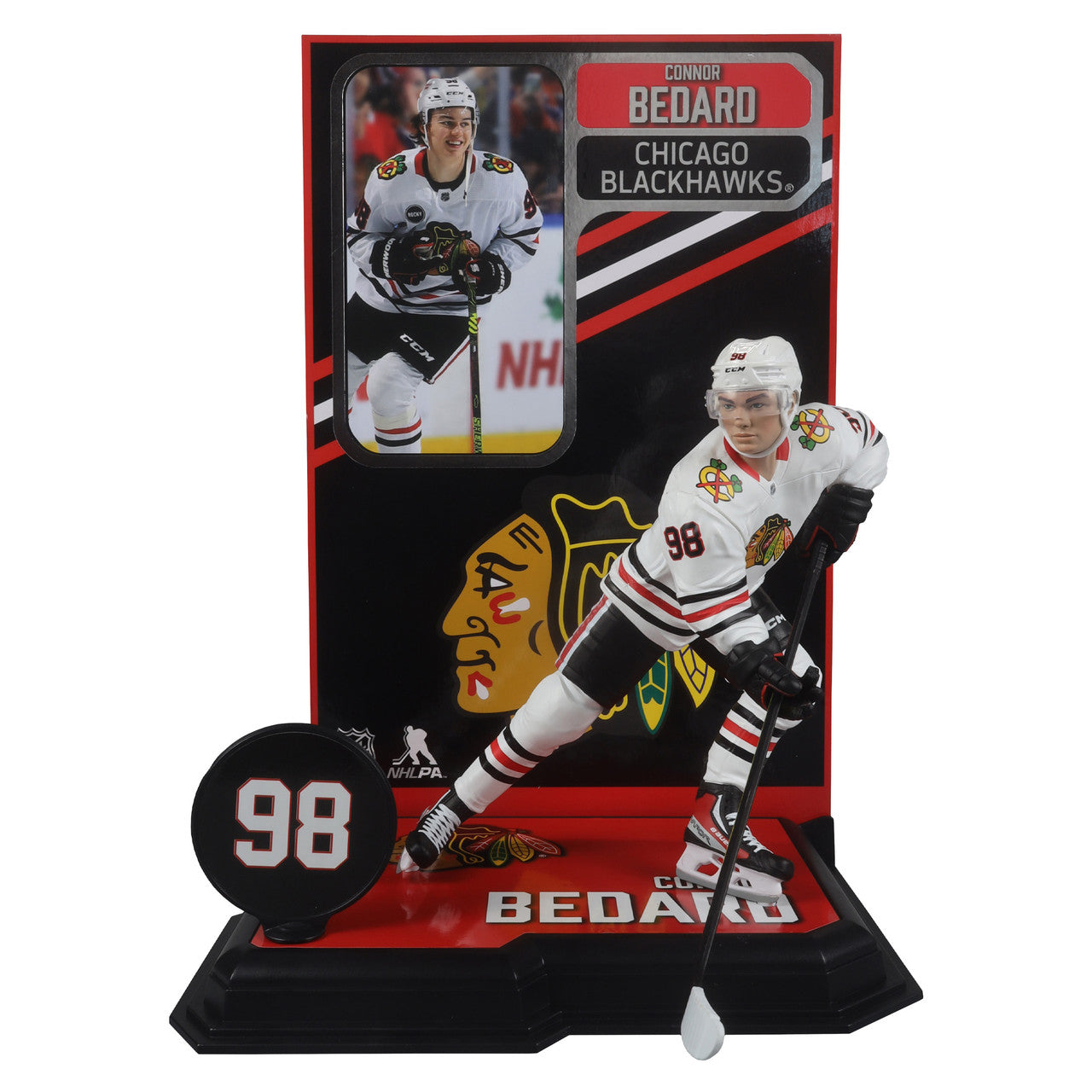 Figurine articulée 7" de la série Legacy de Connor Bedard des Blackhawks de Chicago de la LNH McFarlane Toys, uniforme extérieur