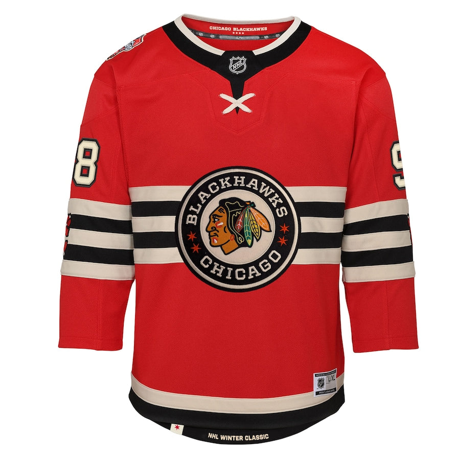 Connor Bedard Chicago Blackhawks NHL Outerstuff Youth Red 2024 Winter Classic Premier Jersey