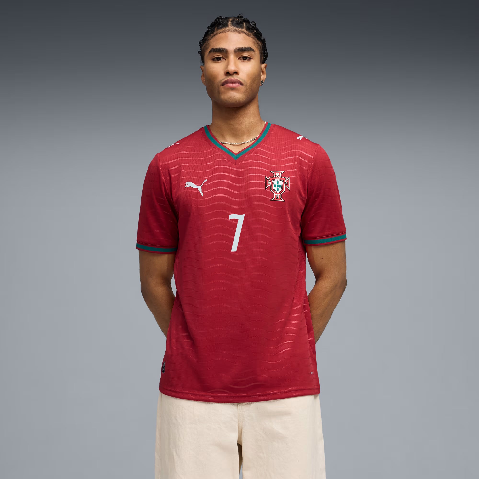 Maillot réplique rouge 2026/27 de l'équipe nationale du Portugal de Cristiano Ronaldo, FIFA Puma.