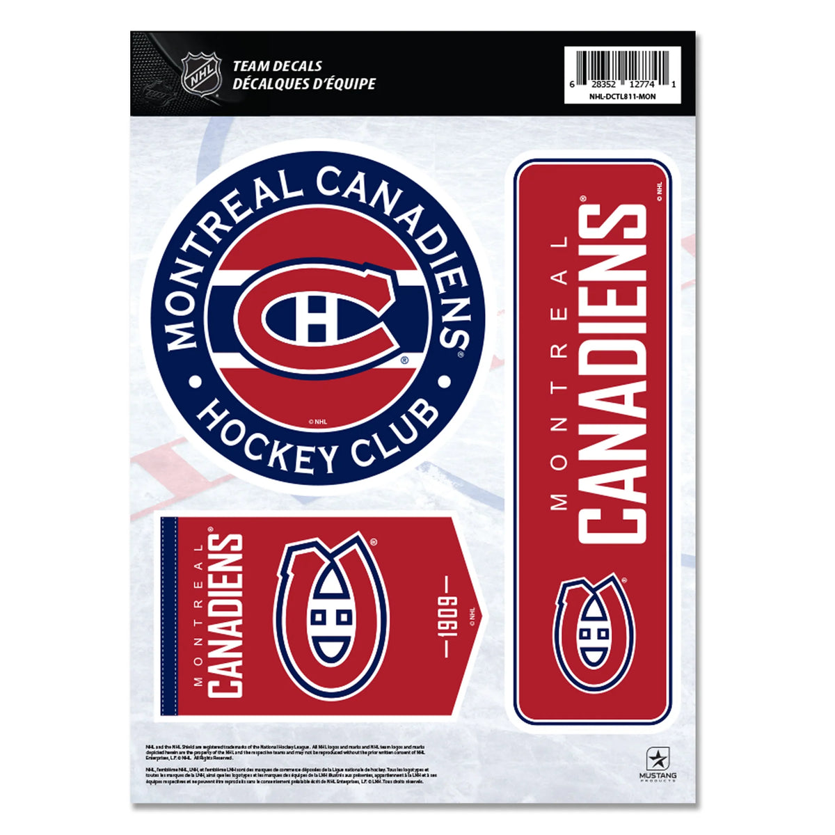 Ensemble d'autocollants pour fan de l'équipe des Canadiens de Montréal NHL 8"x11"