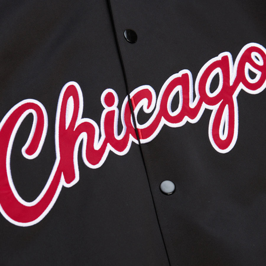 Veste en satin légère noire/rouge pour homme Dennis Rodman Chicago Bulls Mitchell & Ness