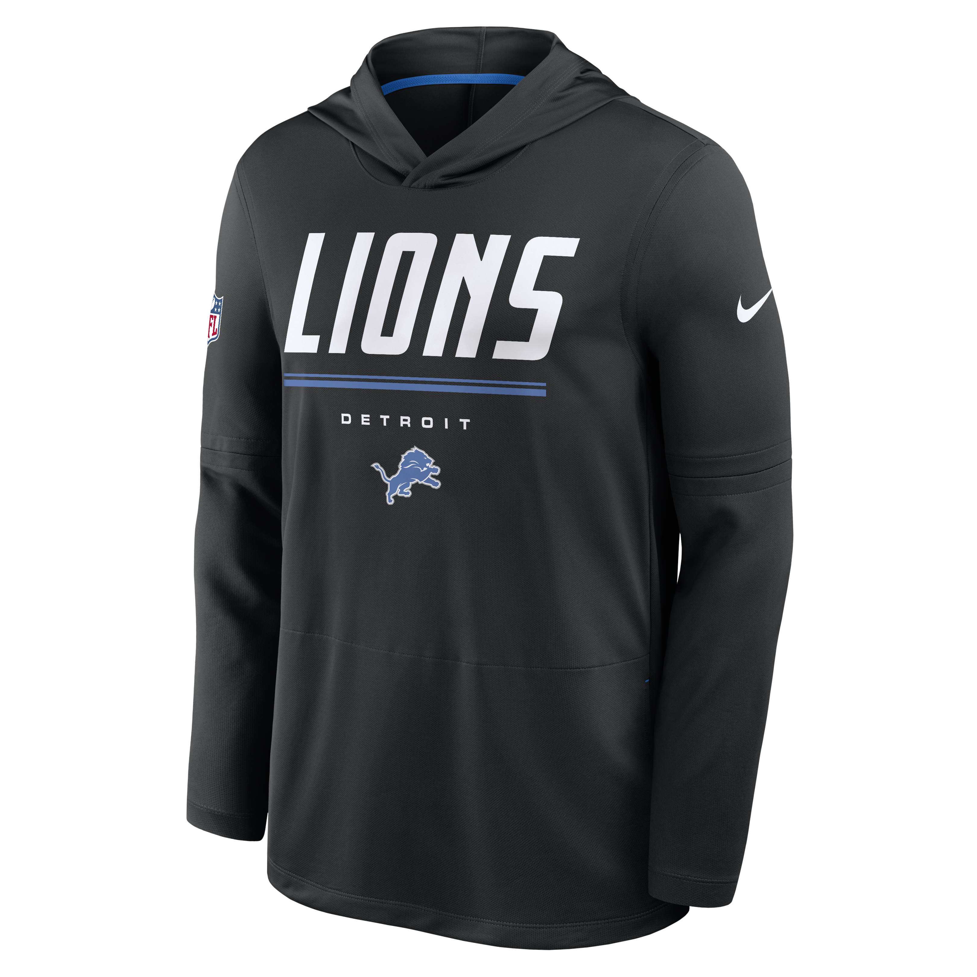 Detroit Lions NFL Nike Men's Black Spark Sideline Dri-FIT Lightweight Long Sleeve Hoodie