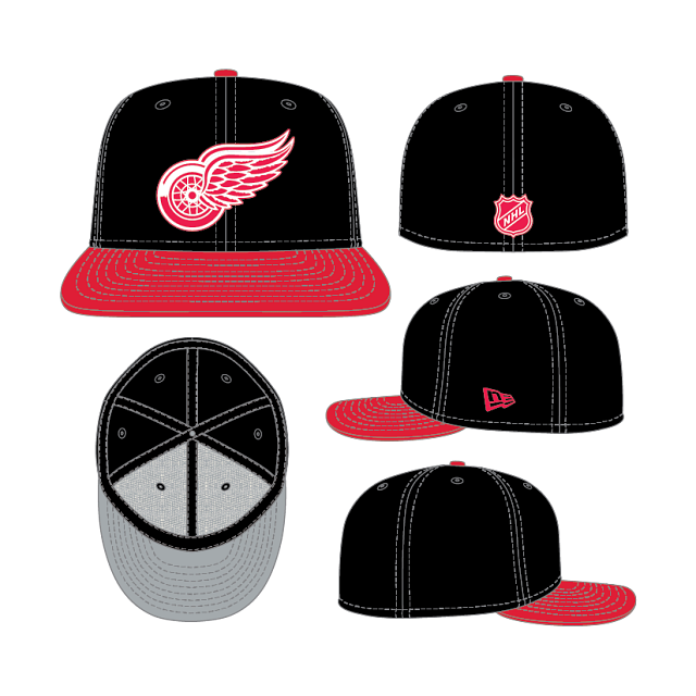 Casquette ajustée New Era 59Fifty noire et rouge pour homme des Red Wings de Détroit (NHL)