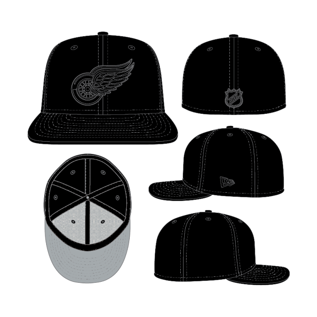 Detroit Red Wings NHL New Era Men's Black on Black 59Fifty Fitted Hat
