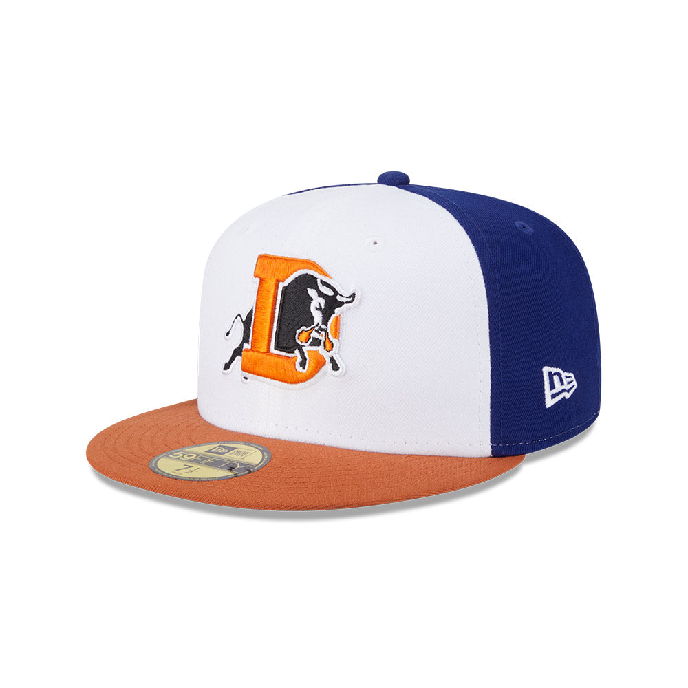 Casquette ajustée New Era 59Fifty Authentic Collection pour homme, blanche/orange, des Bulls de Durham MiLB