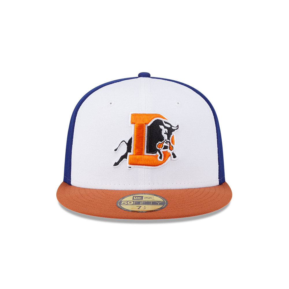 Casquette ajustée New Era 59Fifty Authentic Collection pour homme, blanche/orange, des Bulls de Durham MiLB