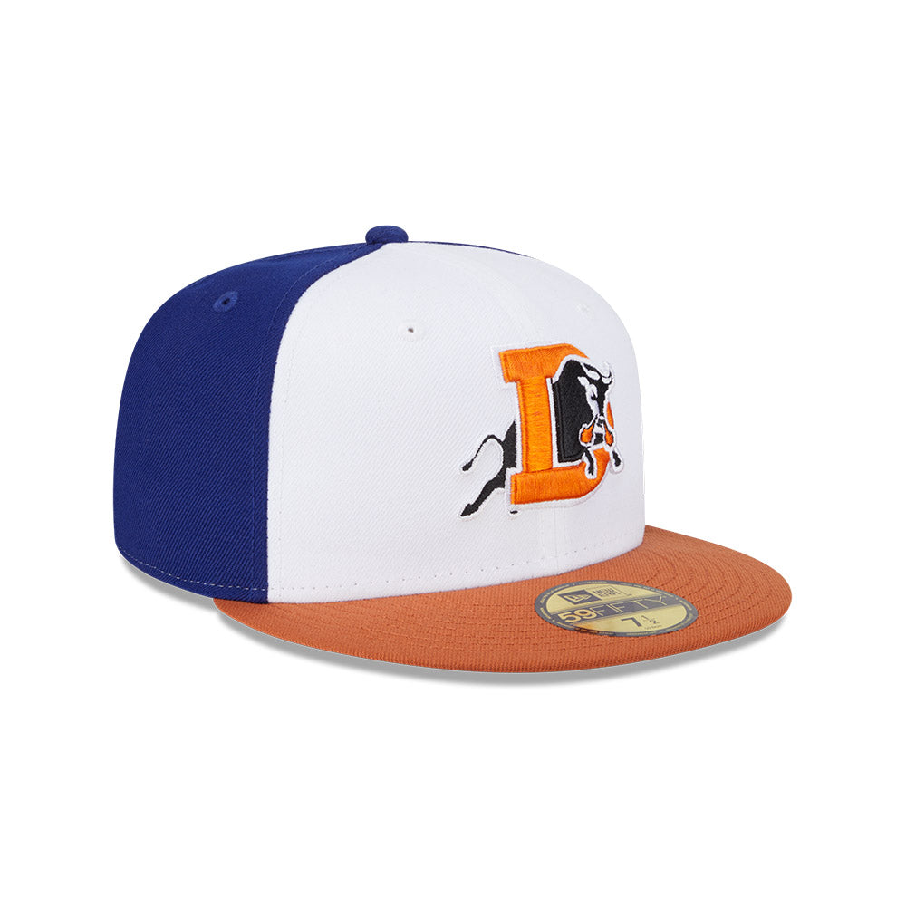 Casquette ajustée New Era 59Fifty Authentic Collection pour homme, blanche/orange, des Bulls de Durham MiLB