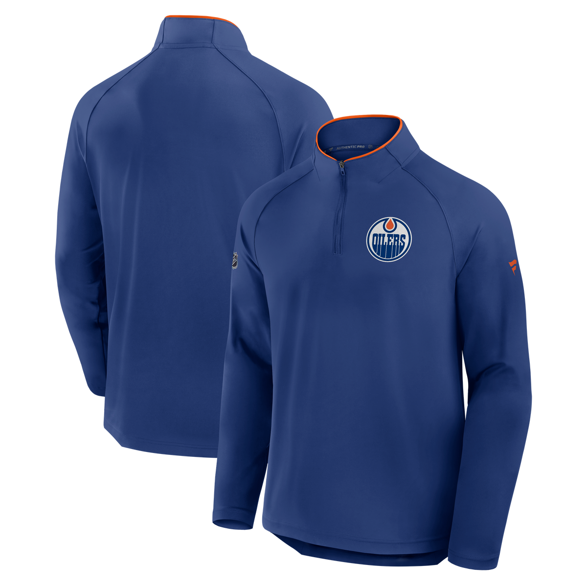 Edmonton Oilers NHL Fanatics Branded Men's Royal Blue Authentic Pro Rink Training 1/4 Zip Long-sleeve Shirt