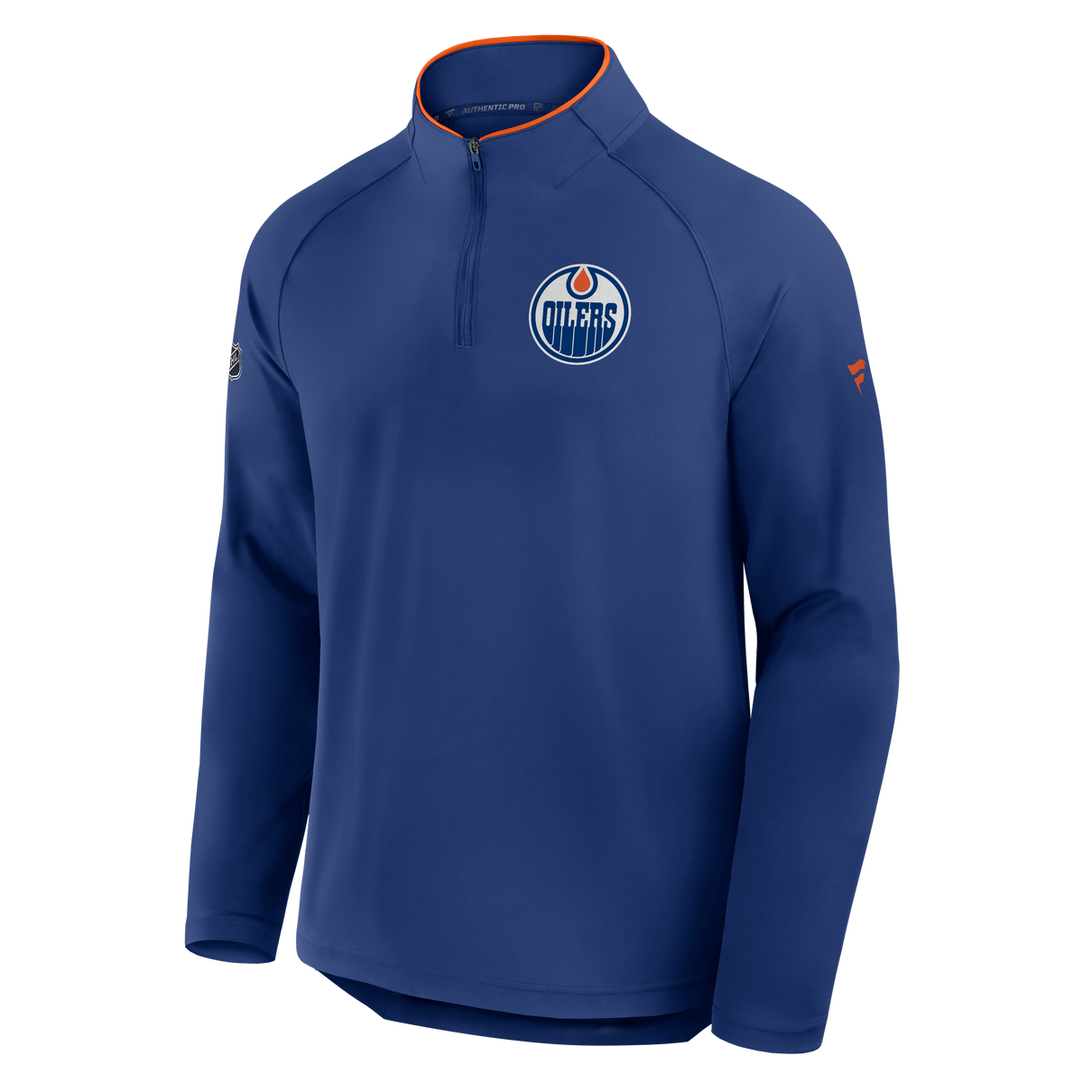 Edmonton Oilers NHL Fanatics Branded Men's Royal Blue Authentic Pro Rink Training 1/4 Zip Long-sleeve Shirt