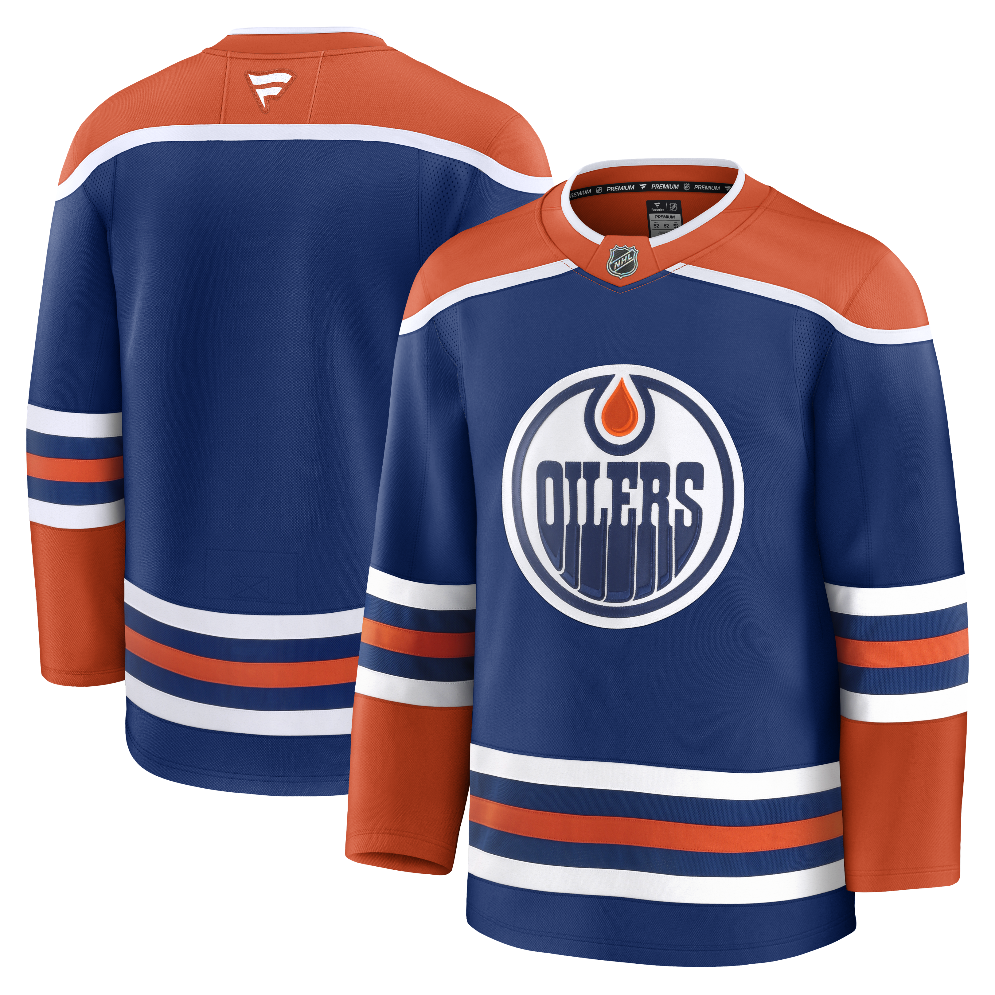 Maillot de marque NHL Fanatics pour homme des Oilers d'Edmonton, bleu royal, de qualité supérieure