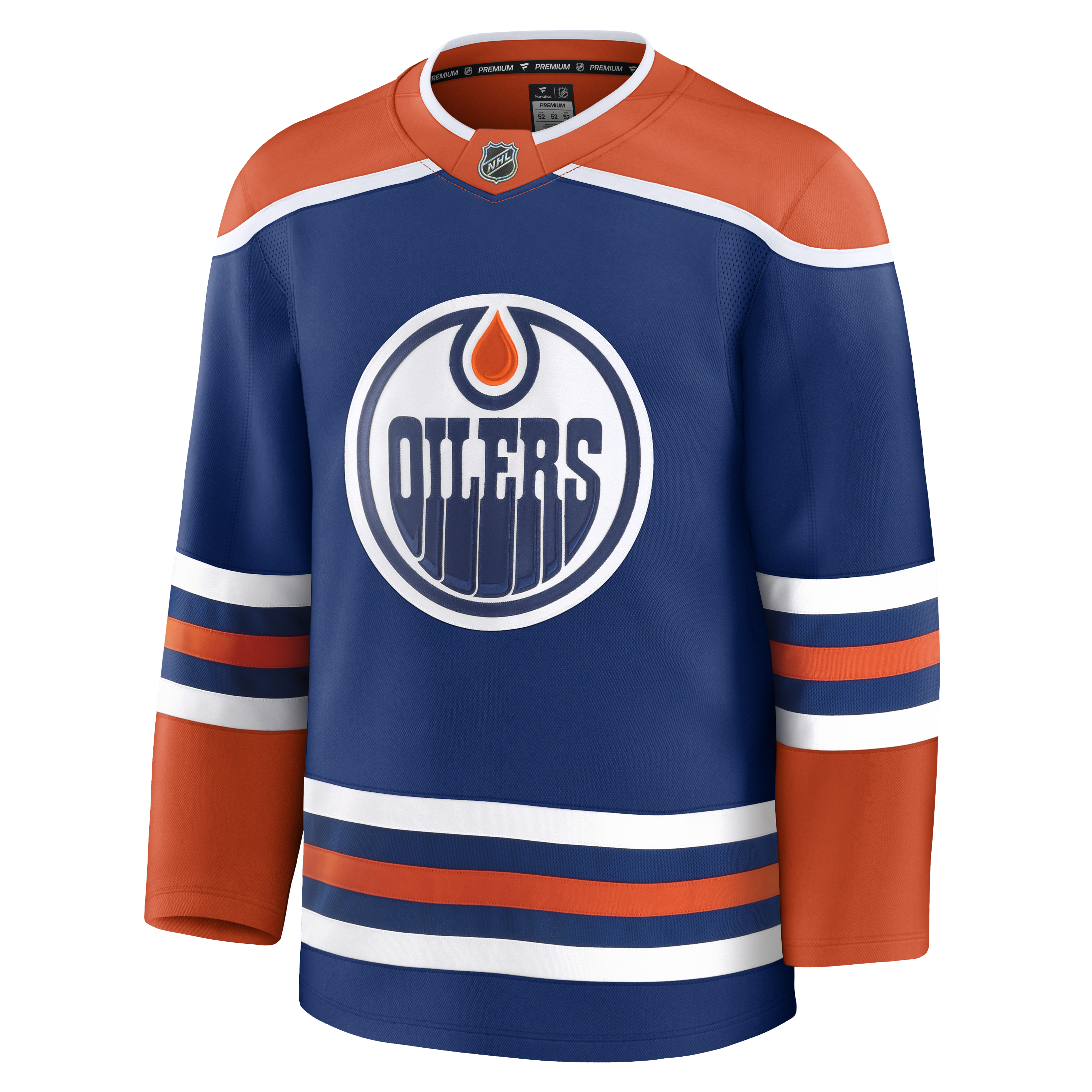 Maillot de marque NHL Fanatics pour homme des Oilers d'Edmonton, bleu royal, de qualité supérieure