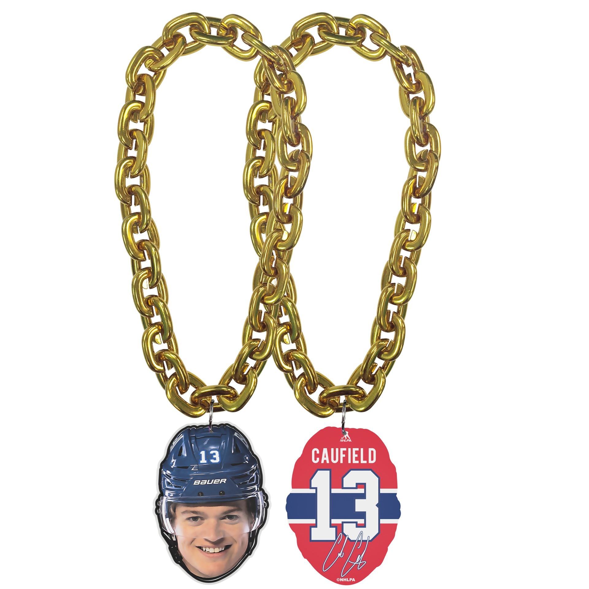 Cole Caufield #13 Montreal Canadiens NHL FanFave FaceChain Gold Necklace