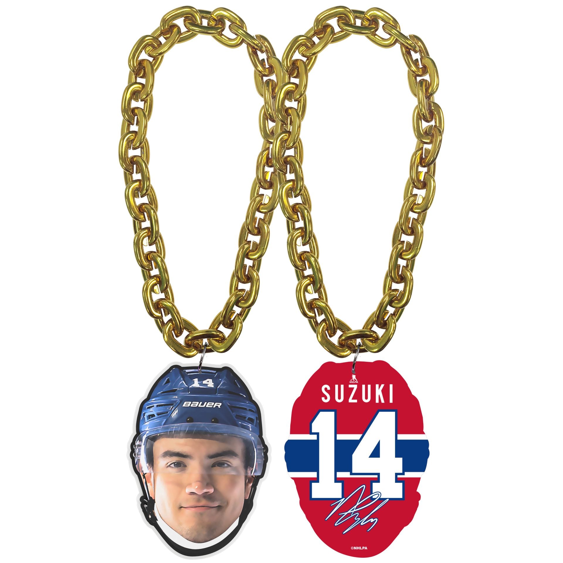 Collier en or Nick Suzuki #14 Canadiens de Montréal FanFave de la LNH FaceChain