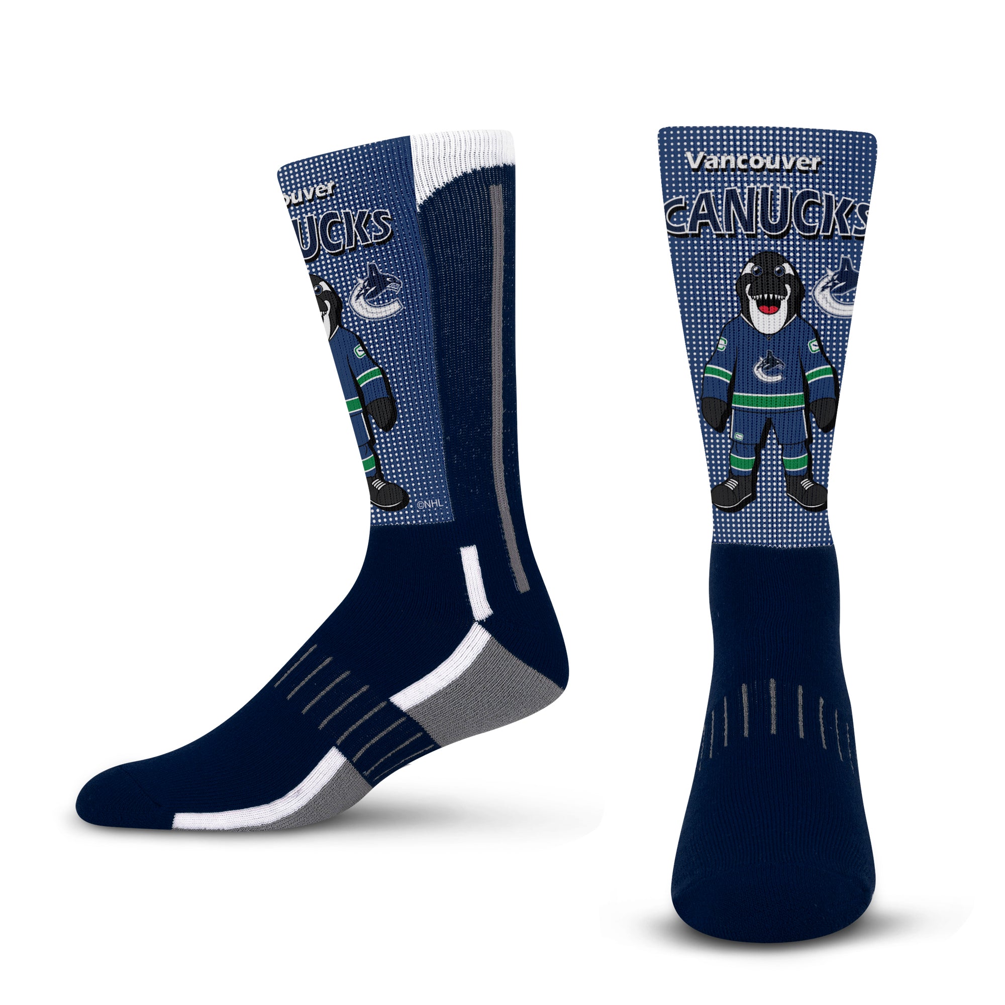 Fin Vancouver Canucks NHL For Bare Feet Men's Navy Mascot Fever Crew Socks
