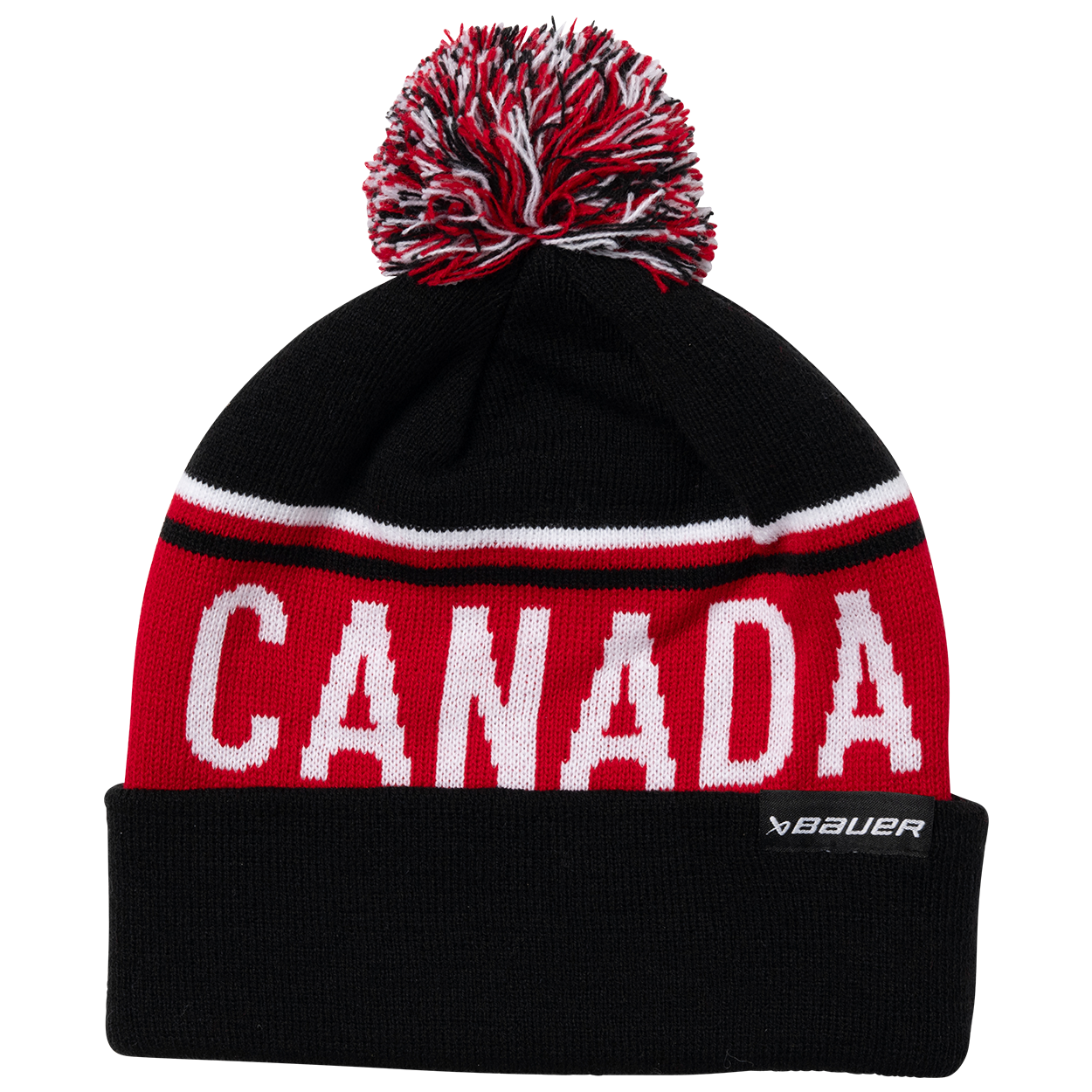 Hockey Canada IIHF Bauer Men's Black Cuff Pom Knit