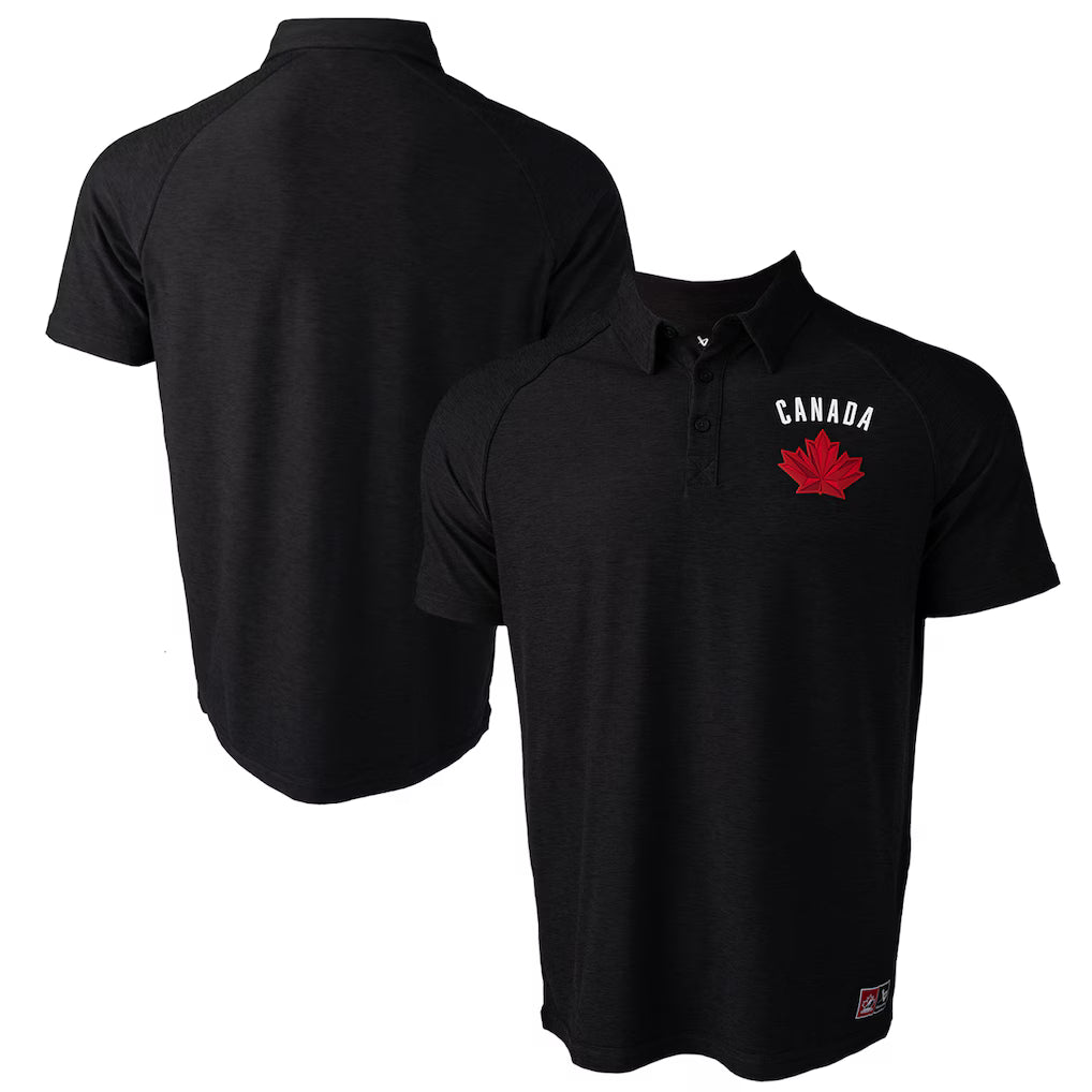 Polo de performance noir Bauer pour homme de Hockey Canada IIHF