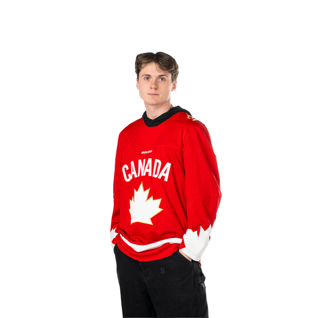 Maillot réplique rouge à une feuille de hockey IIHF Bauer pour hommes de Hockey Canada
