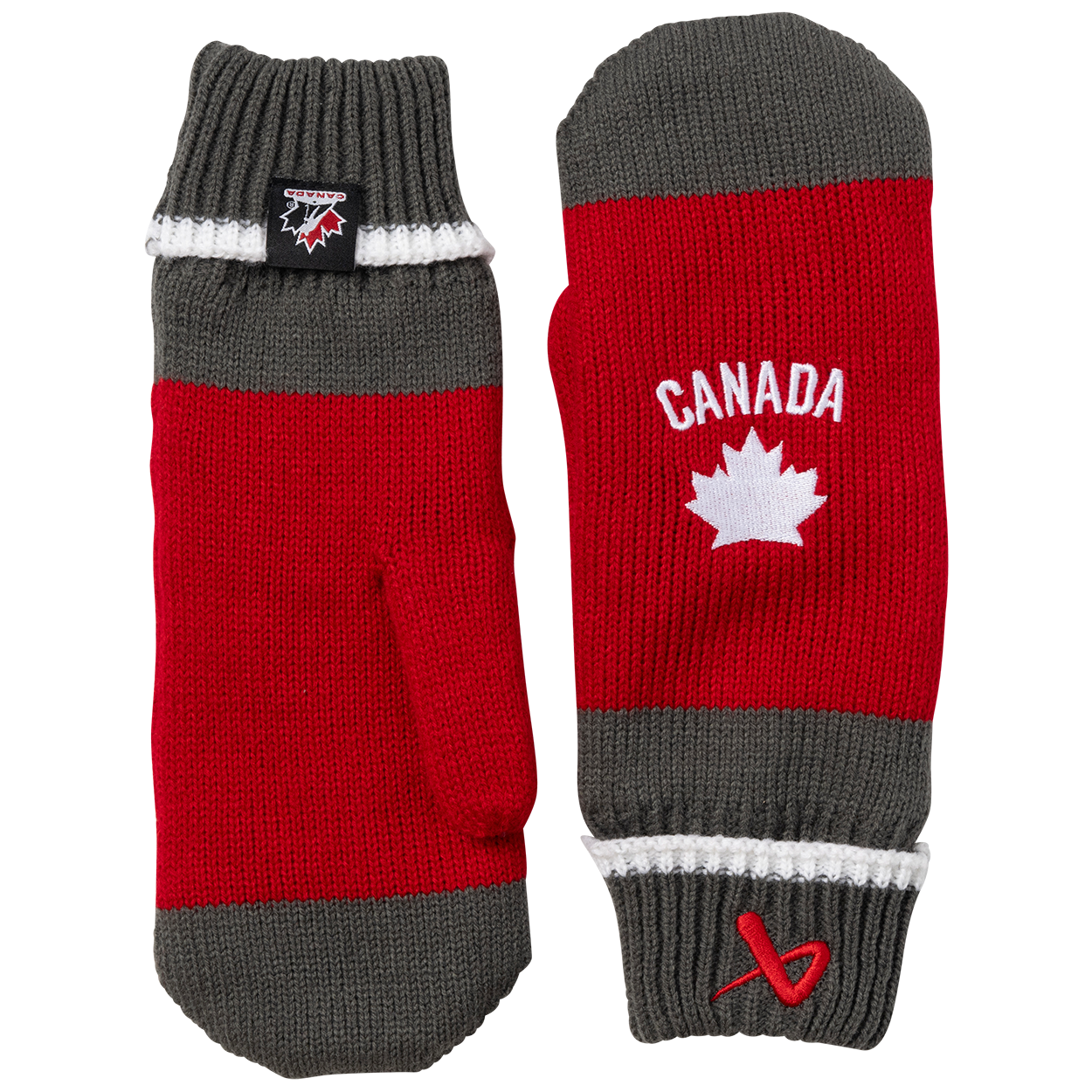 Moufles polaires rouges et grises Bauer pour hommes de Hockey Canada IIHF