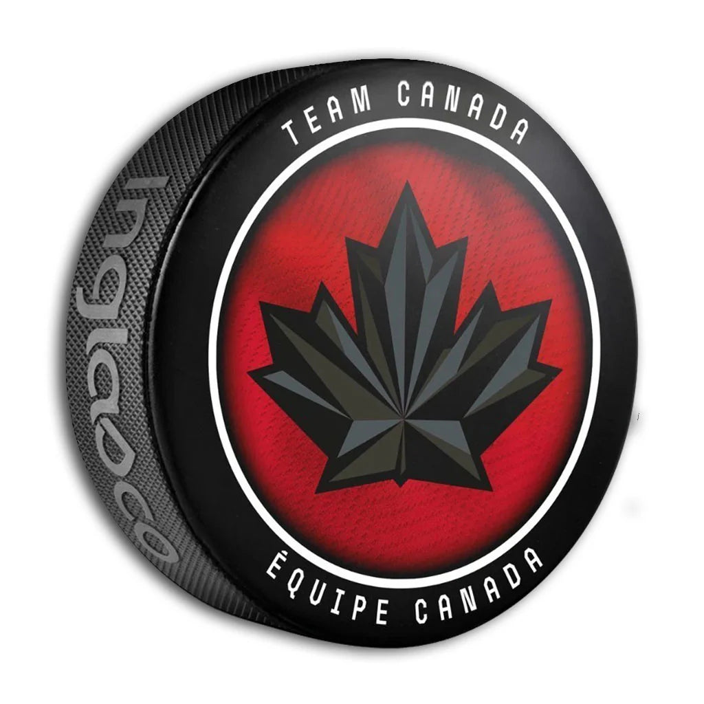 Rondelle de hockey souvenir en filet extérieur Hockey Canada IIHF Inglasco 2026 Jeux olympiques d'hiver