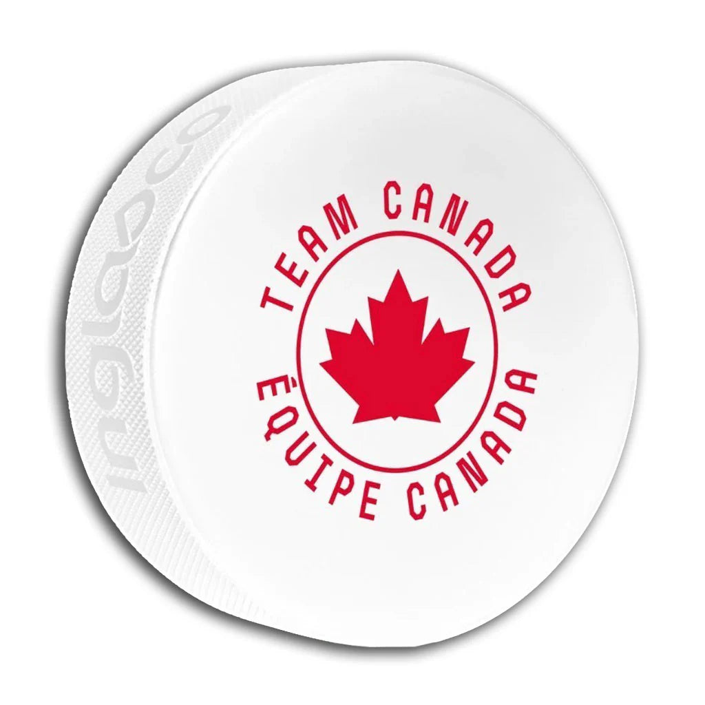 Hockey Canada IIHF Inglasco 2026 Winter Olympics Off-White Souvenir Hockey Puck