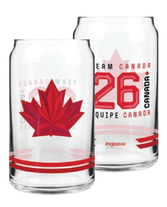 Hockey Canada IIHF Inglasco Jeux olympiques d'hiver 2026 Canette en verre de 473 ml (16 oz)