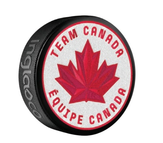 Rondelle de hockey souvenir brodée Hockey Canada IIHF Jeux olympiques d'hiver Inglasco 2026