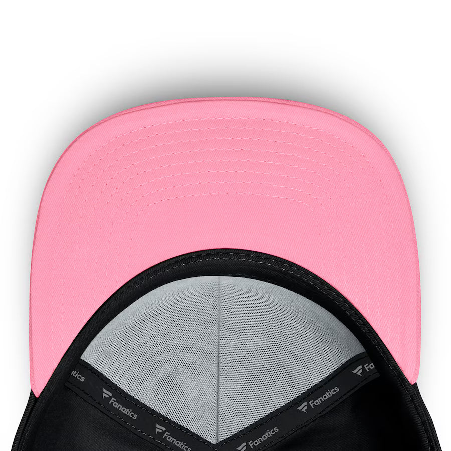 Casquette Snapback Mezzala noire et rose pour homme de Inter Miami FC MLS, marque Fanatics.