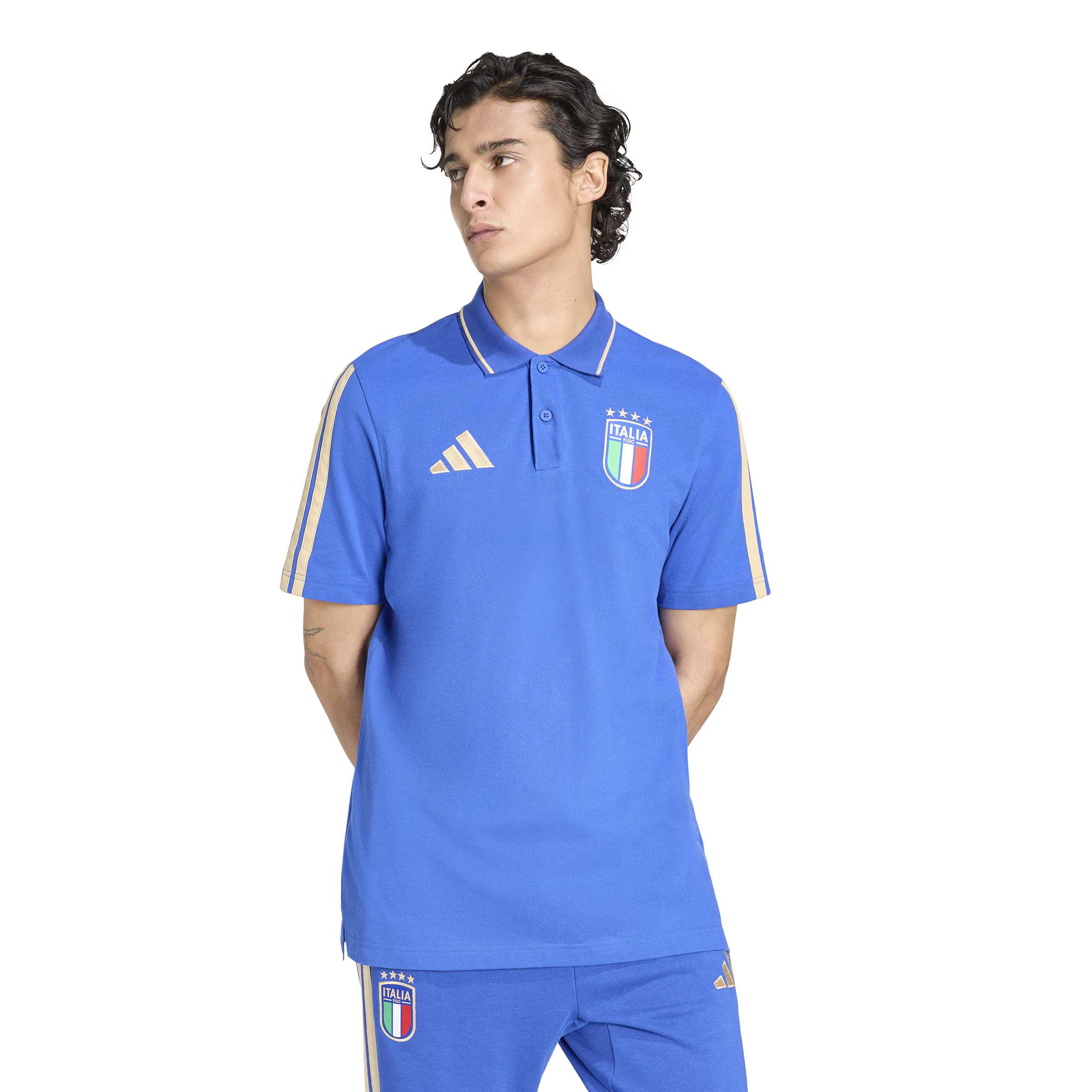 Italy National Team FIFA Adidas Men's Blue DNA Polo T-Shirt