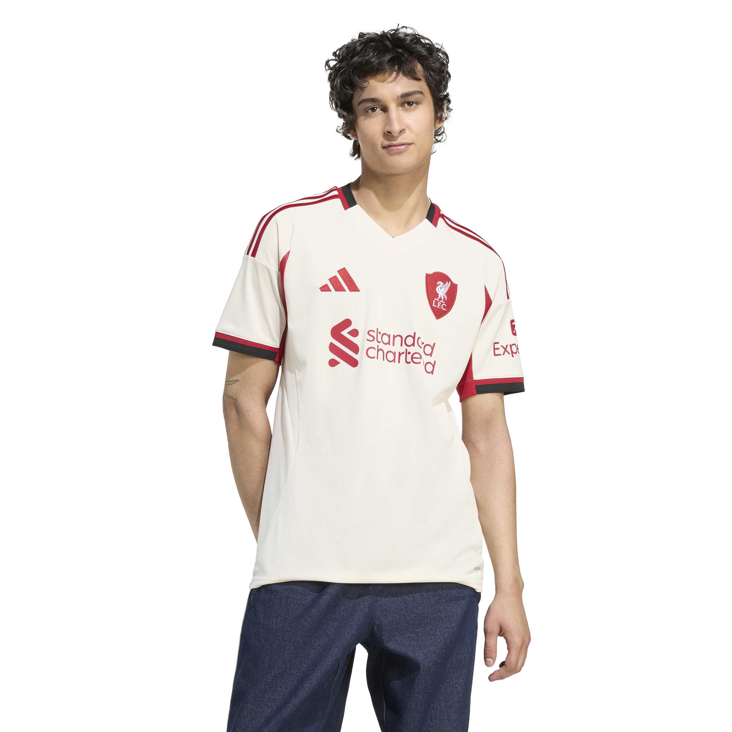 Maillot réplique extérieur beige pour homme du Liverpool FC (Premier League) Adidas, saison 2025/26