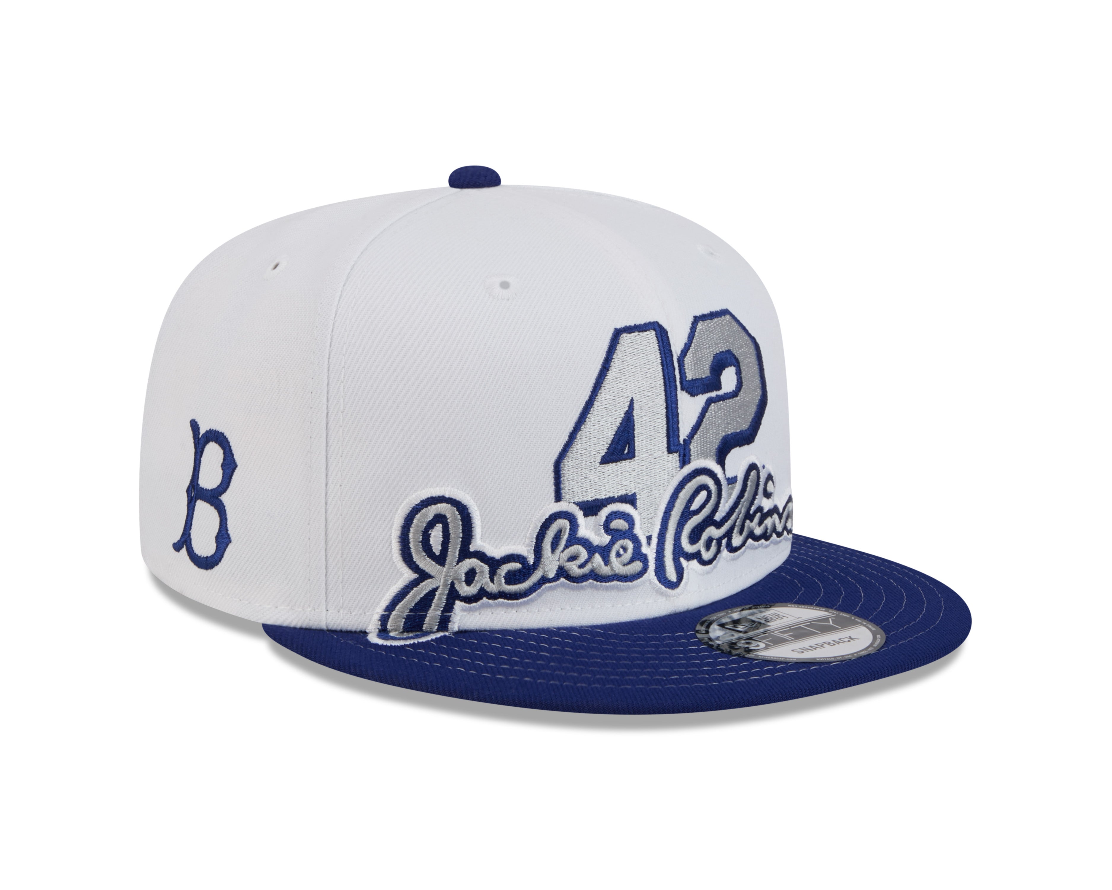 Jackie Robinson Brooklyn Dodgers MLB New Era Men's White/Navy 9Fifty Signature Snapback