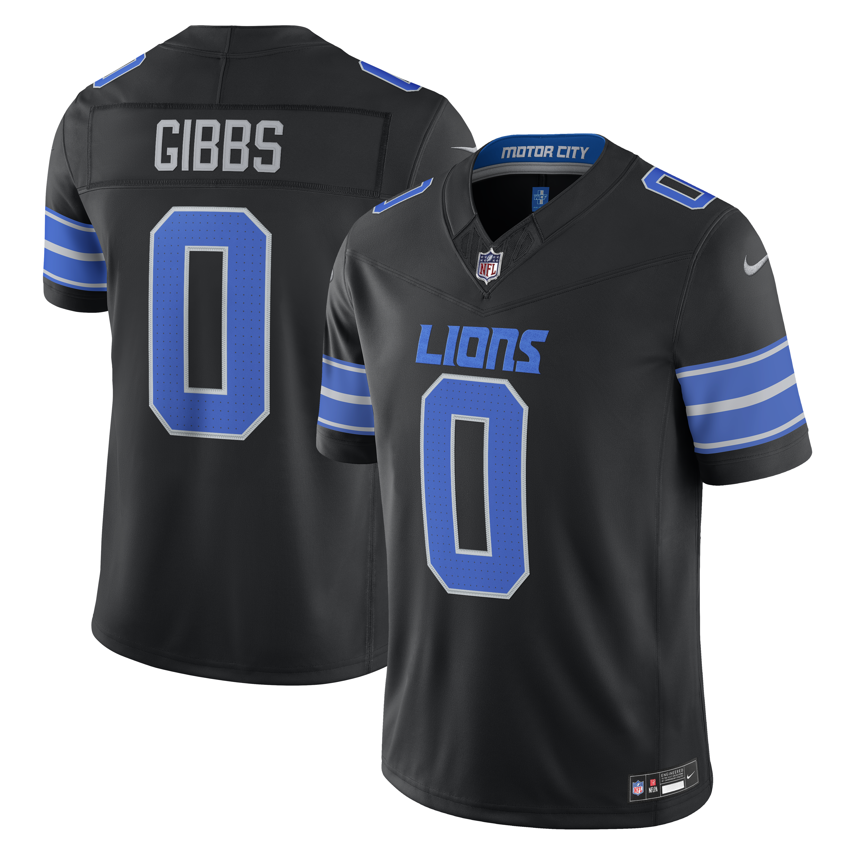 Jahmyr Gibbs Detroit Lions NFL Nike Men's Black Vapor F.U.S.E. Limited Player Sewn 2nd Alternate Jersey